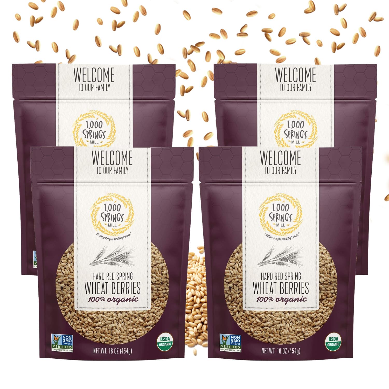 1000 SPRINGS MILL - Organic Hard Red Spring Wheat Berries - Used for Organic Flours, Cereals, Salads