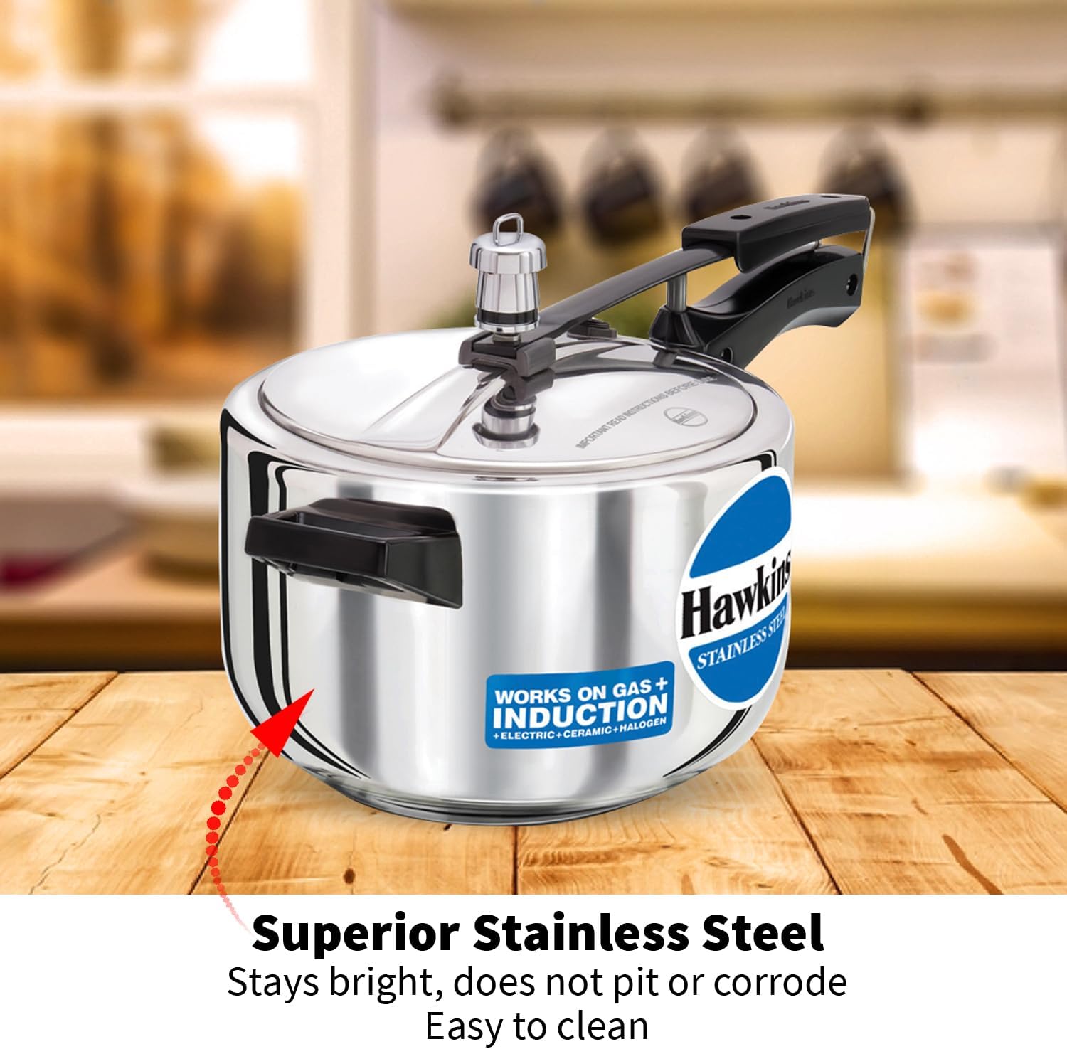 Hawkins Stainless Steel 5.0 Litre Pressure Cooker