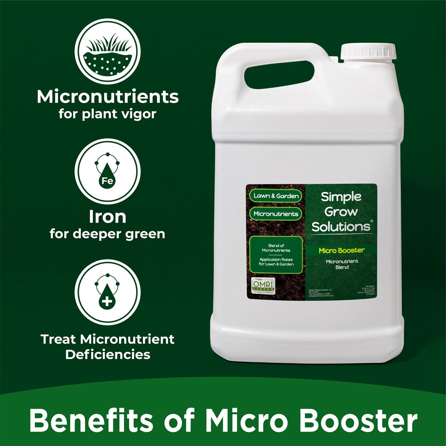 Organic Micronutrient Booster- Complete Plant & Turf Nutrients- Simple Grow Solutions- Garden & Lawn Fertilizer- Grower, Gardener- Liquid Food for Grass, Tomatoes, Flowers, Vegetables (32 Ounce)