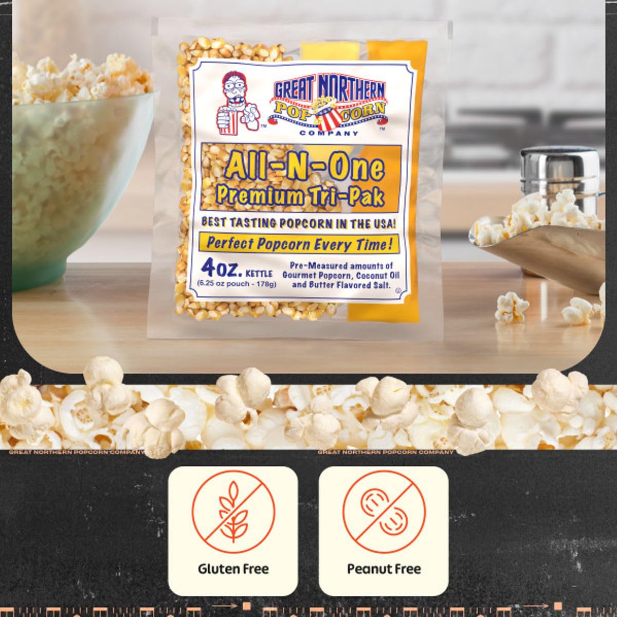 Movie Theater Style 40-Count Popcorn Packs - Pre-Measured 8-Ounce All-in-One Kernel, Salt, Oil Packets for Popping Machines by Great Northern Popcorn | All-in-One Pre-Measured Kernels, Butter Flavored Salt, and Coconut Oil Packets for 8oz Kettle - Movie…