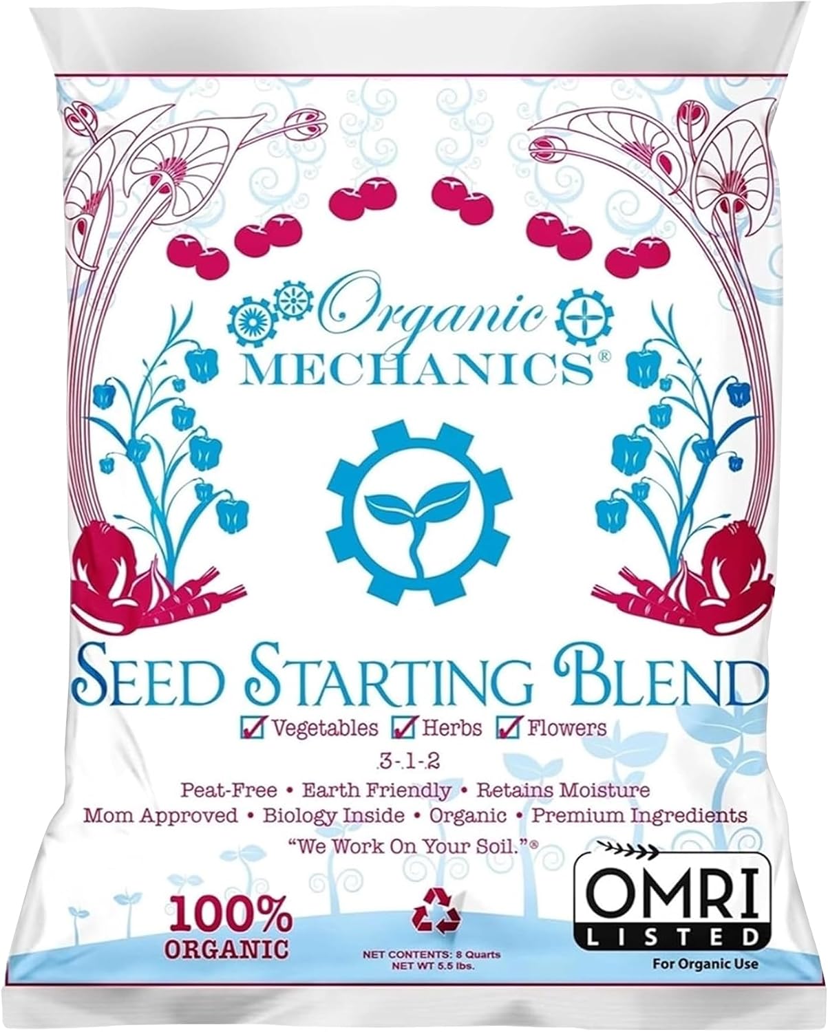 Seed Starting Potting Soil Blend, 16 Quarts – Provides Optimal Seed Germination with Coconut Coir, Aged Pine Bark, Rice Hulls, and Worm Castings – Peat-Free & Eco-Friendly