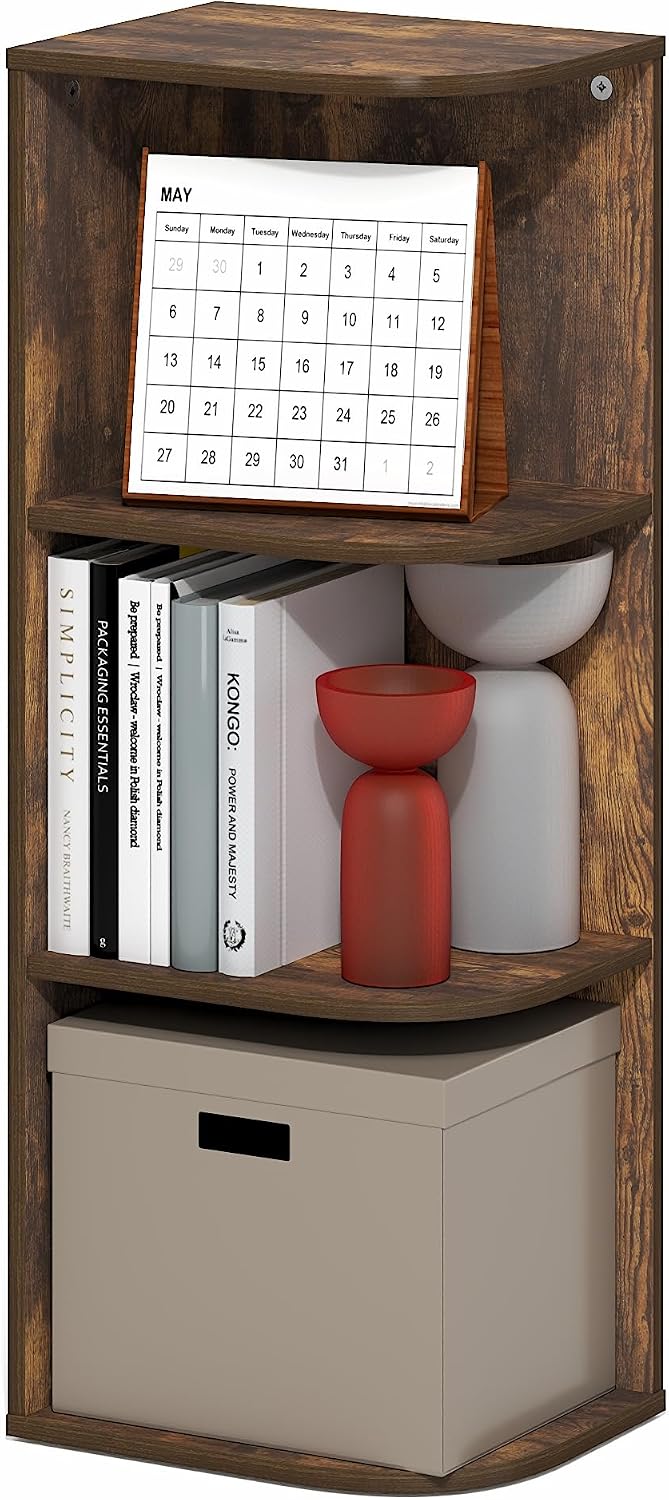 Furinno LUDER Book Shelf, 5-Cube Bookshelf, Reversible Bookcase, 9.4 x 19.5 x 31.5, Easy Assembly, for Living Room, Bedroom, Home Office, White