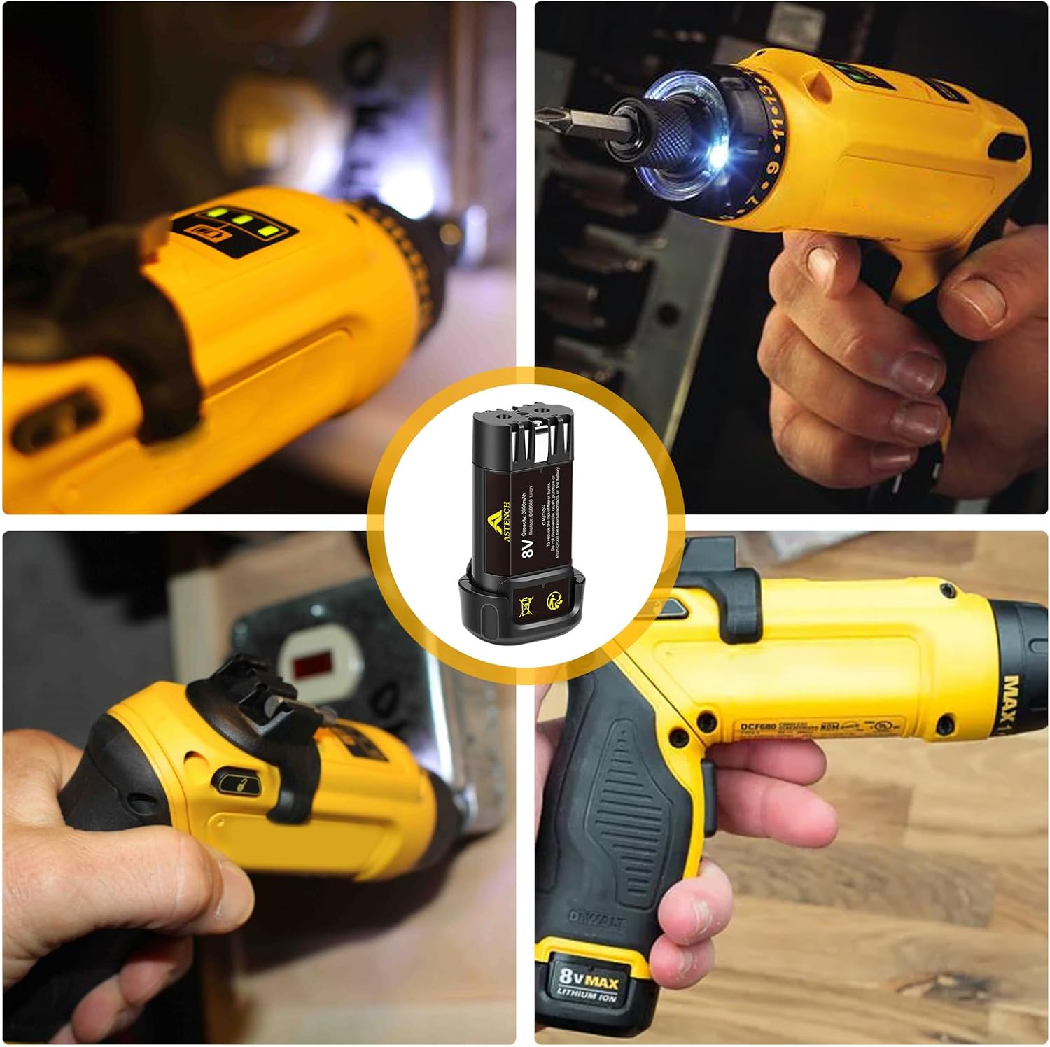 2 Pack 3000mAh 8V Li-ion Replacement Battery Compatible with DEWALT DCB080 DCF680N1 DW4390 DCF680N2 DCL023 DCF680 DCB095 DCF682 Cordless Power Tools
