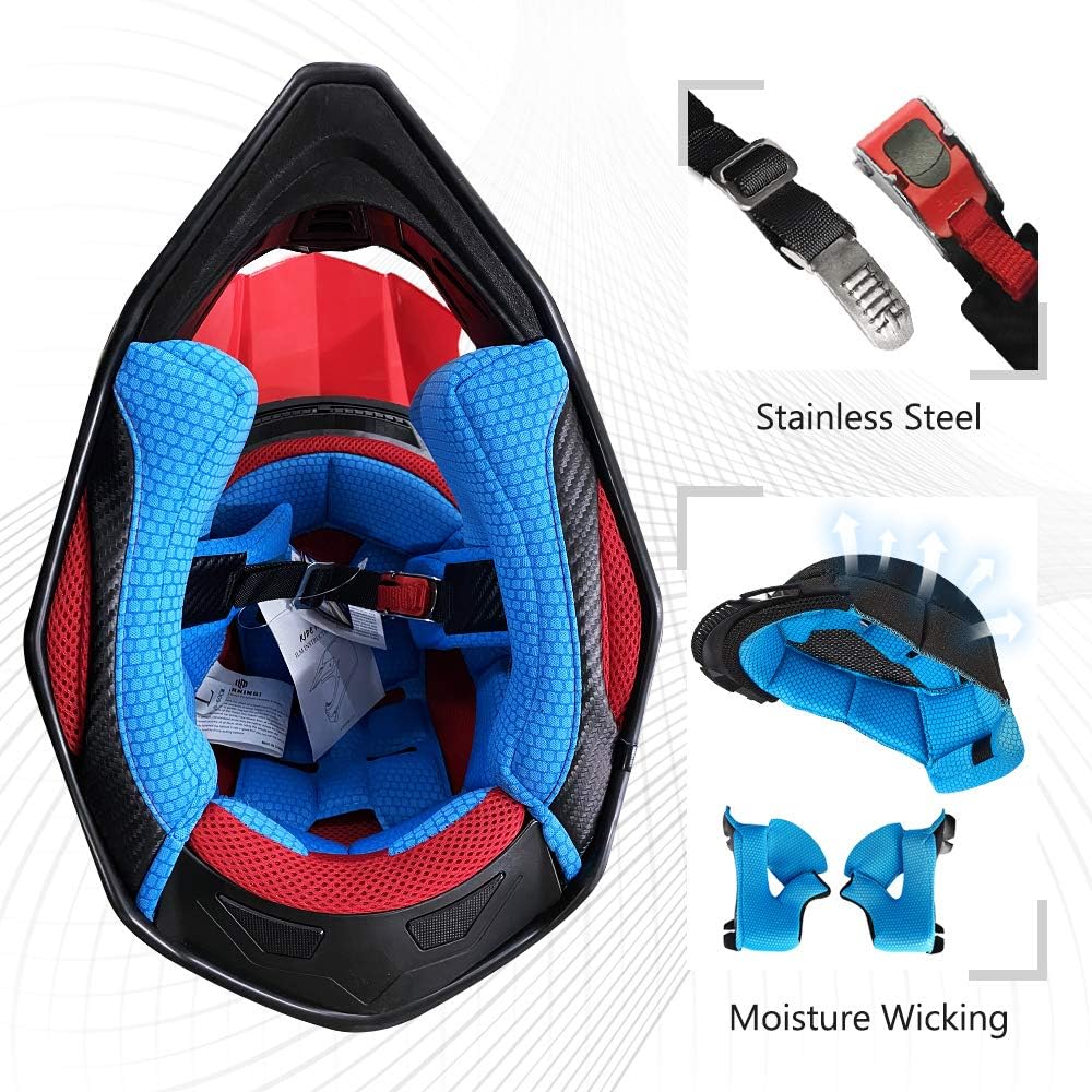 ILM Adult Dirt Bike Helmets ATV Motocross Dirtbike Helmet with Super Soft Liner Camera Mount for Men Women Motorcycle Dual Sport DOT Model-216 (Red