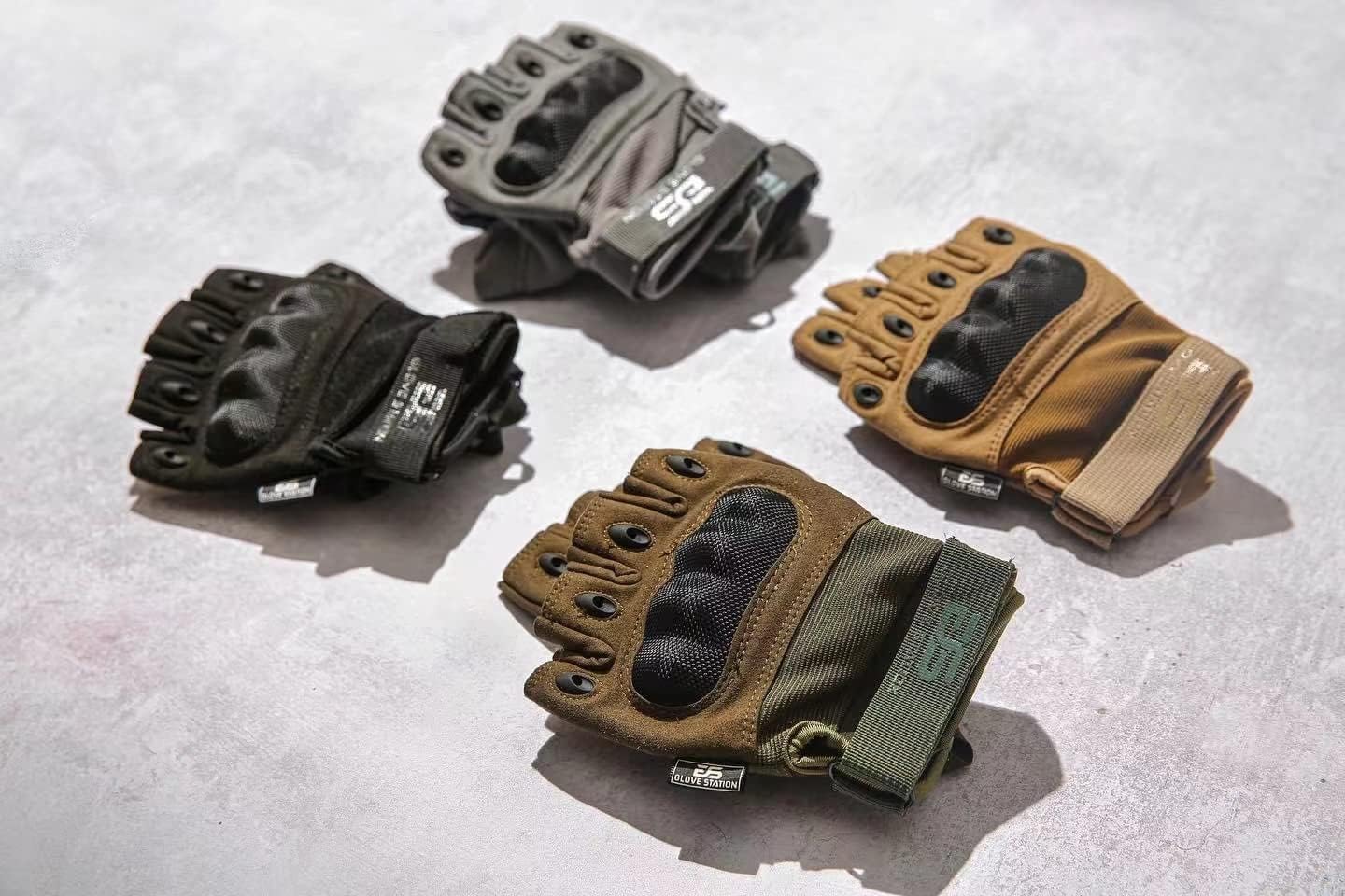 Glove Station Fingerless Knuckle Motorcycle Gloves, TACHK200