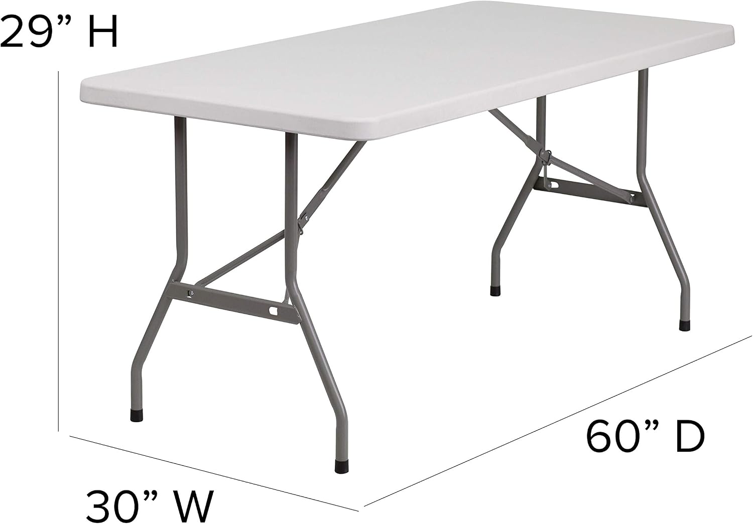 EMMA + OLIVER 5-Foot Granite White Plastic Folding Table | Lightweight, Easy Storage, Event and Banquet Table