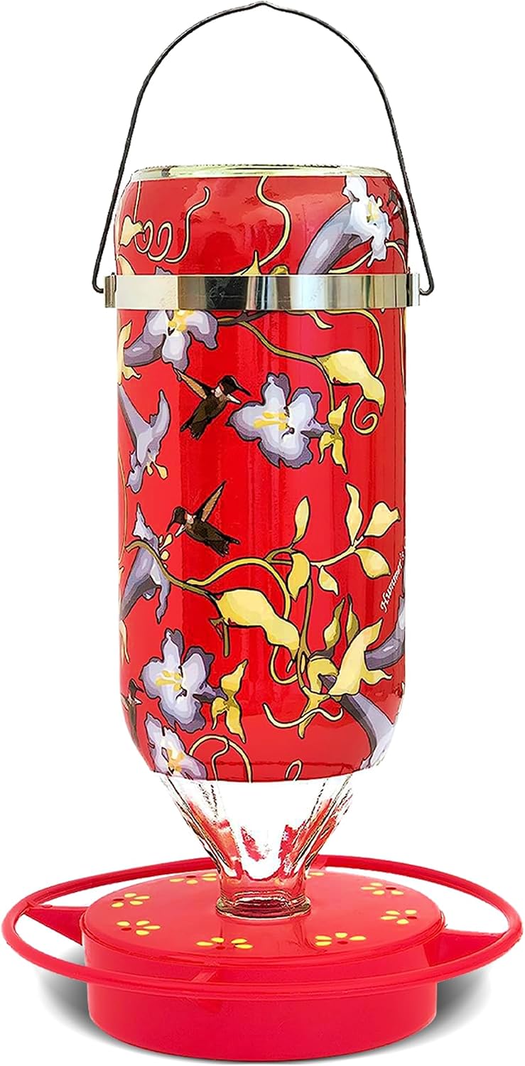 Hummer's Galore Hummingbird Feeders for Outdoors Hanging, Glass, 32 OZ, Vine Design
