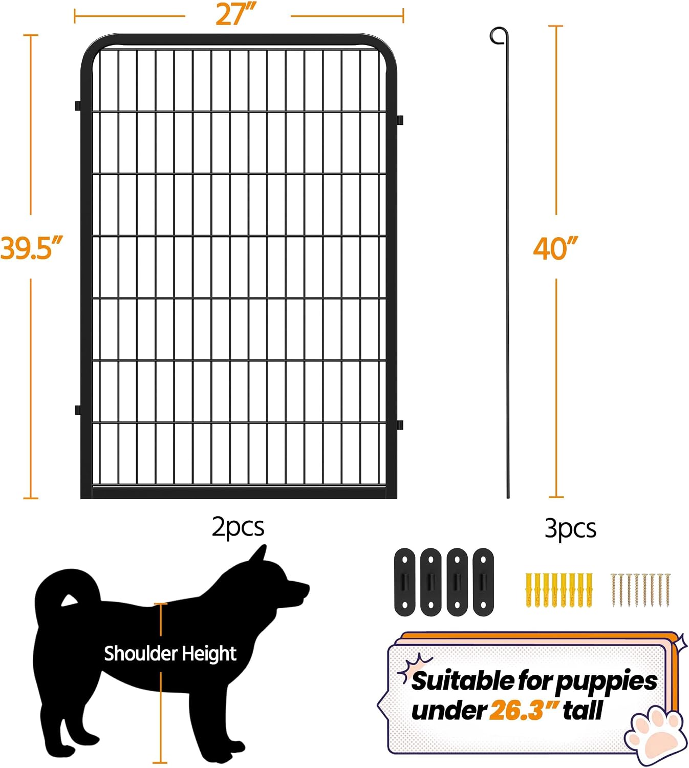 Yaheetech Dog Playpen 24in 16 Panels Pet Fence for Indoor Yard RV Camping | Easy Setup, Heavy Duty Rustproof Frame with Secure Latch Door, DIY Layouts,Foldable Storage, for Puppies & Small Dogs