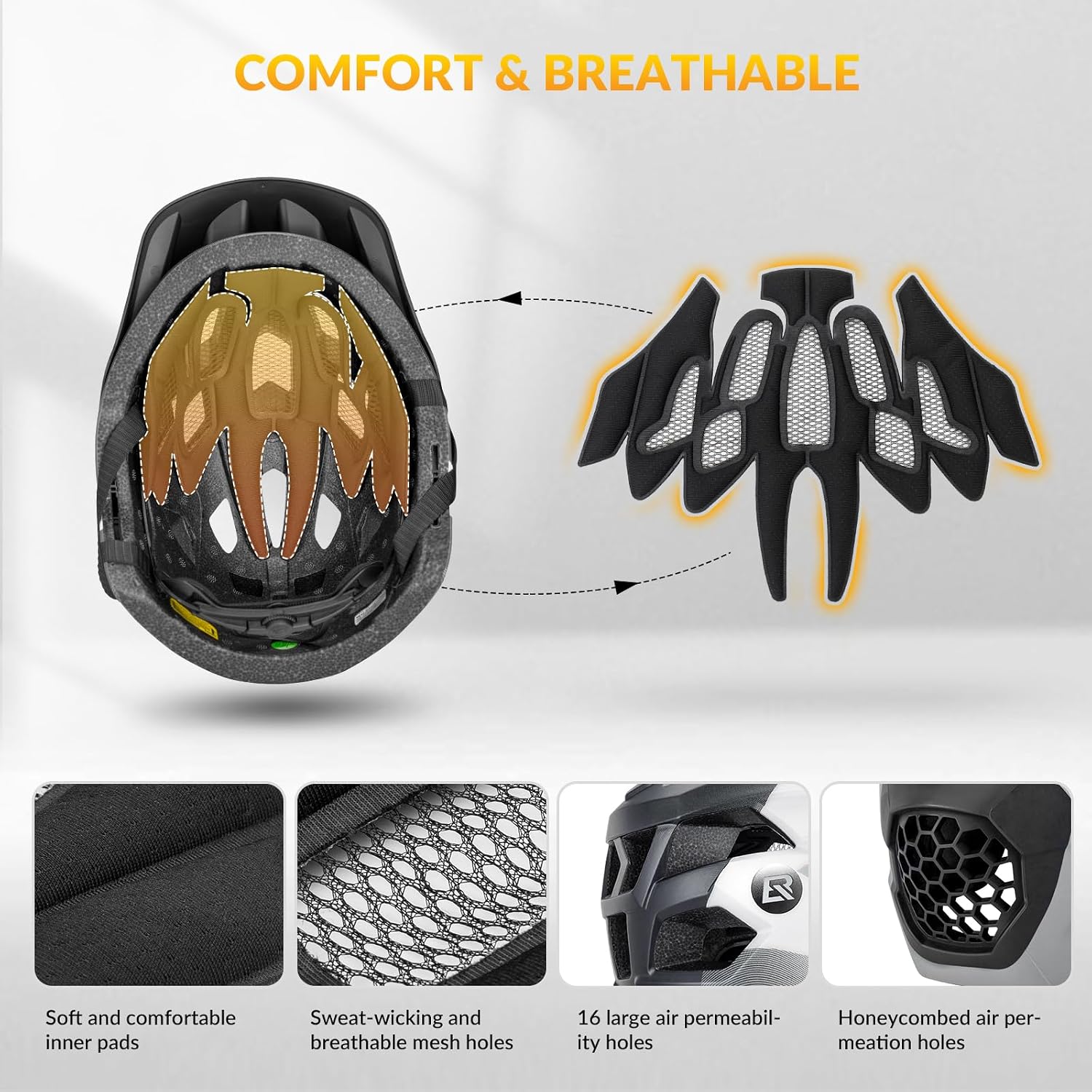 ROCKBROS Kids Full Face Bike Helmet Lightweight Detachable MTB Helmet