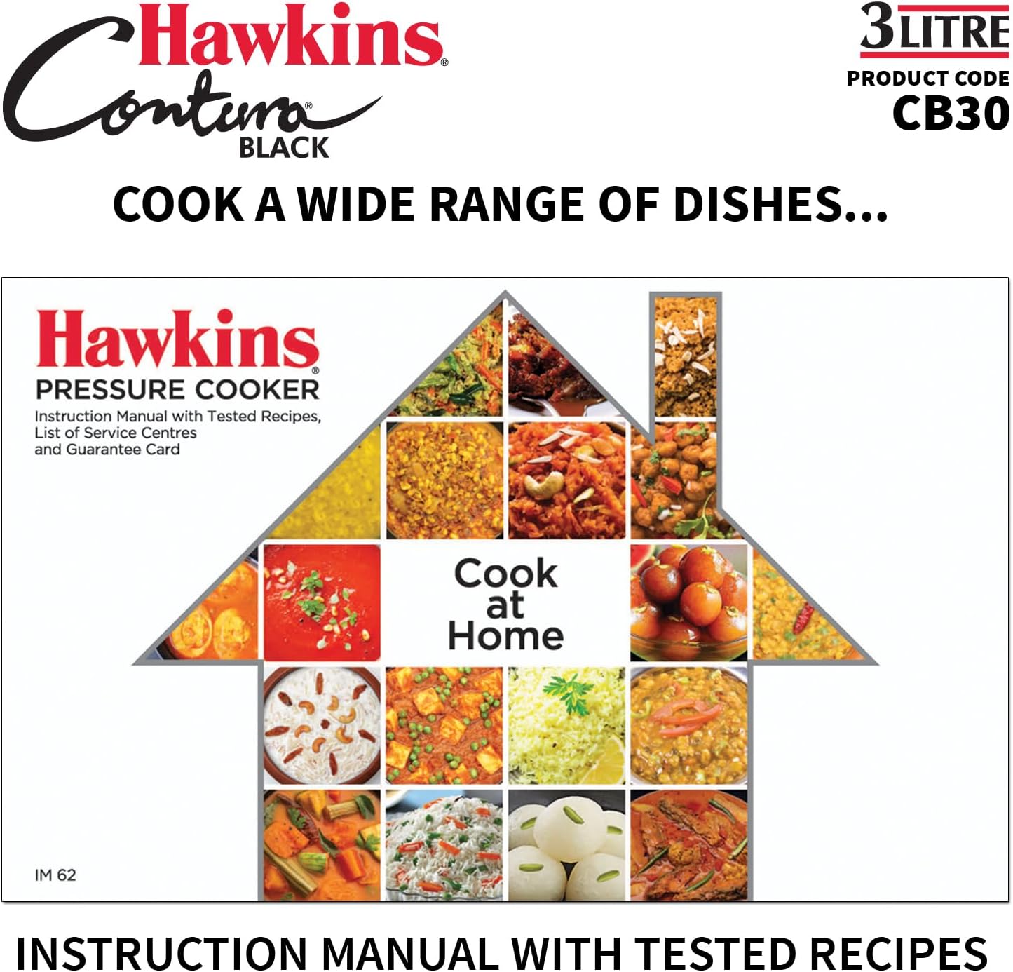 Hawkins 3.5 Litre Contura Black Pressure Cooker, Hard Anodised Inner Lid Cooker, Handi Cooker, Black (CB35)