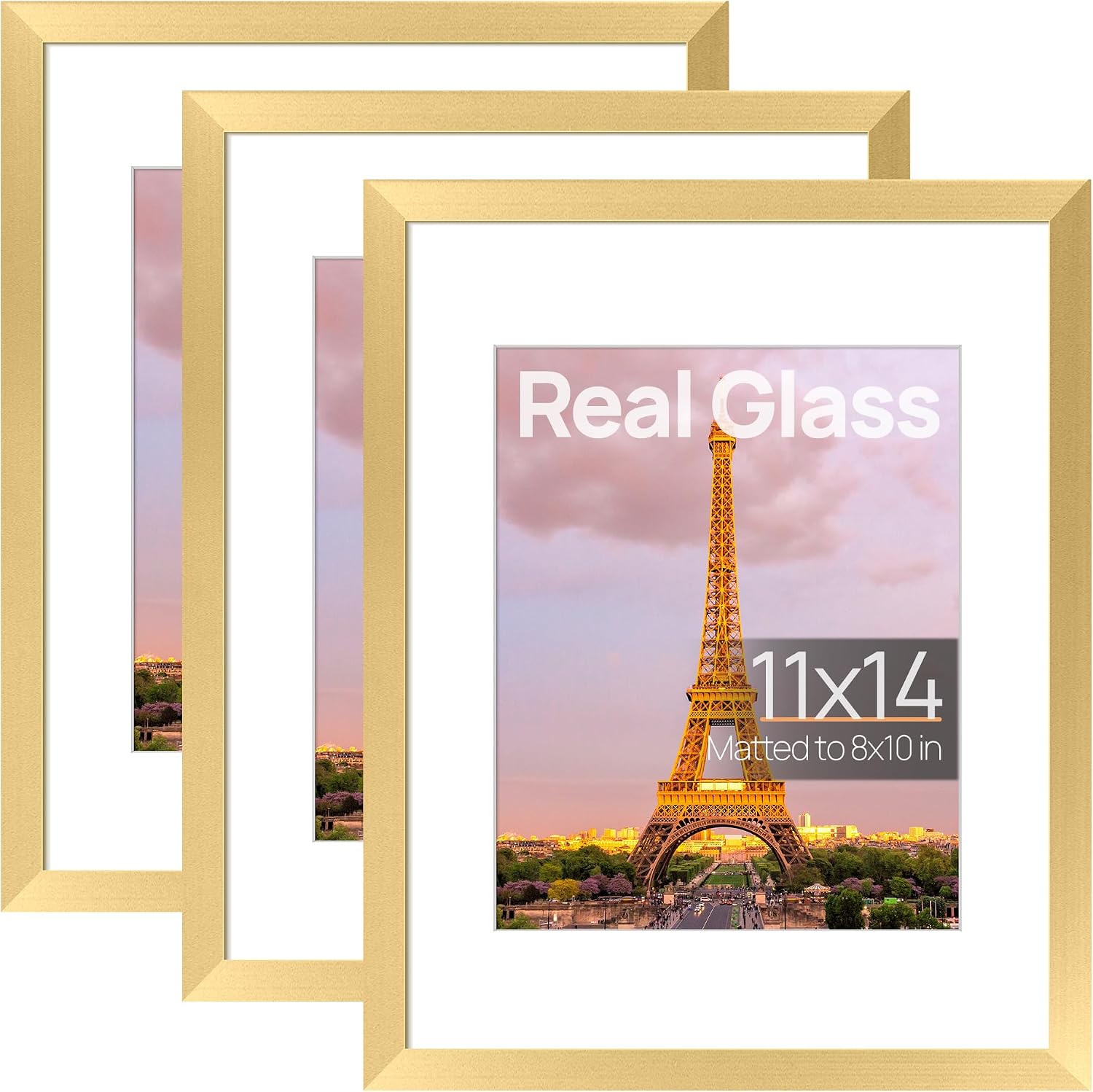 upsimples 12x12 Picture Frame, Gallery Glass Poster Frames Set of 3, Black