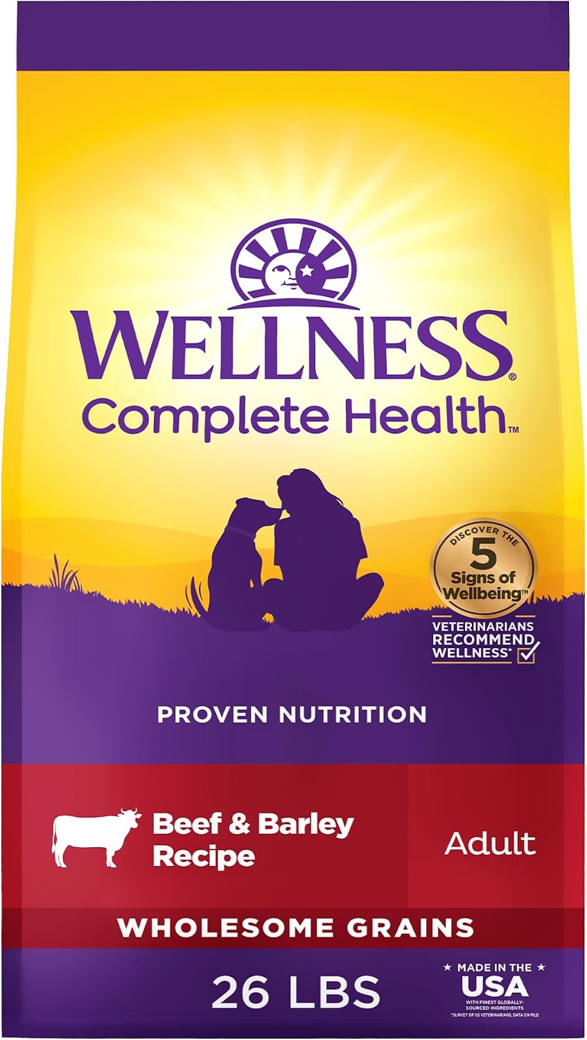 Wellness Complete Health Adult Dry Dog Food, Wholesome Grain Kibble, Natural, Chicken and Oatmeal Recipe, 5 lb Bag