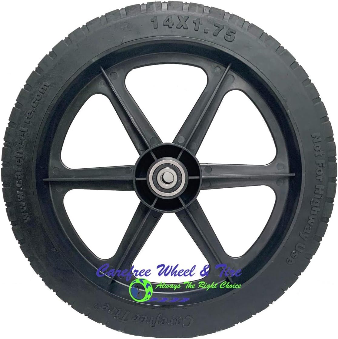 16" x 1.75" Carefree Wheel and Tire Assembly. Bore Options 1/2", 5/8", 3/4" and 1" (16, 1" Metal Bushing)