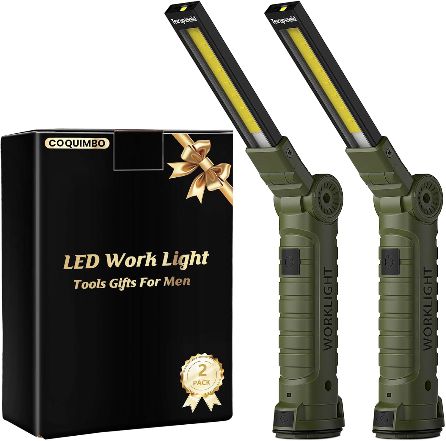Coquimbo 2 Pack Rechargeable Work Light, Christmas Tool Gifts for Men Dad