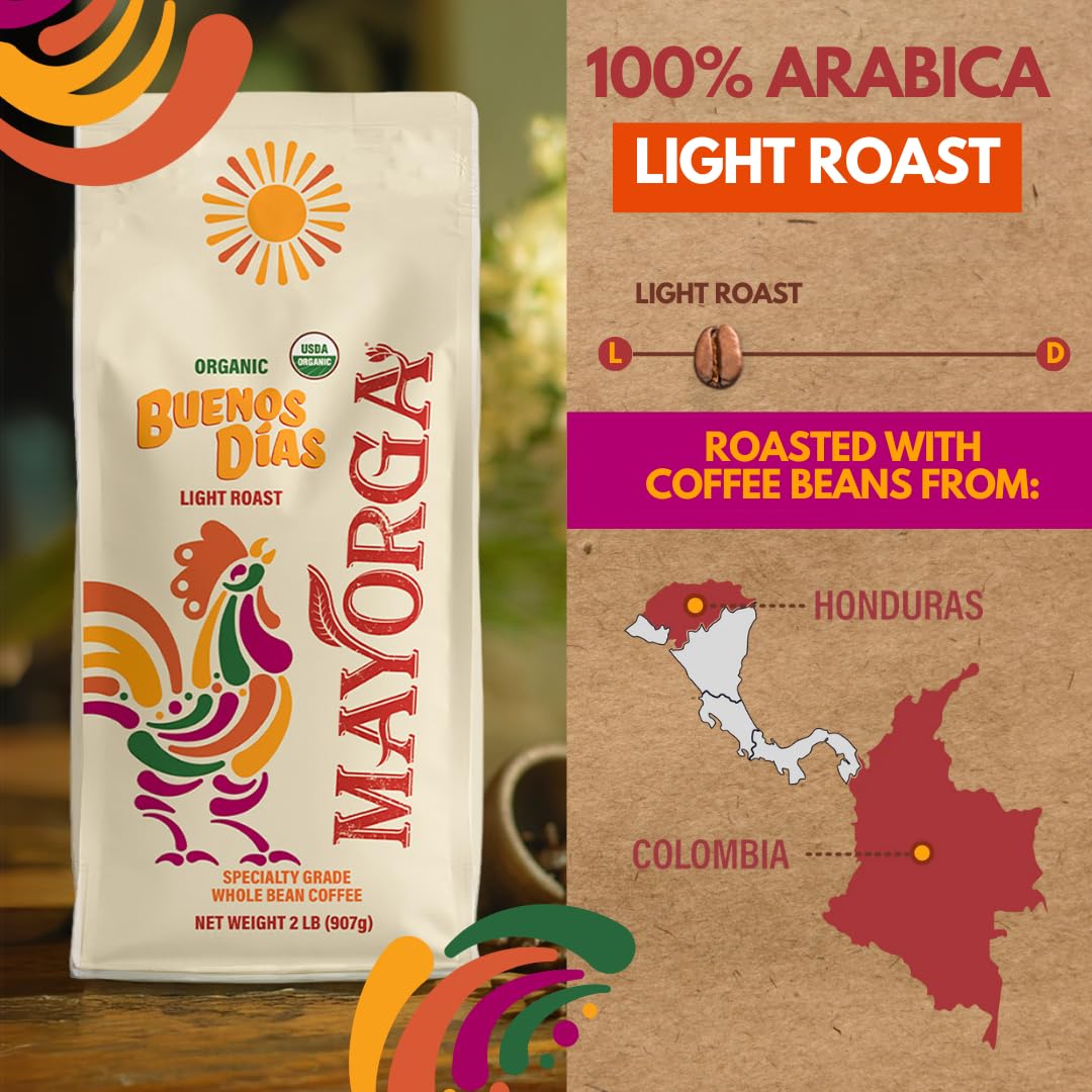 Mayorga Organic Coffee 12oz Cafe Cubano Roast - Dark Roast Whole Bean Coffee Specialty Grade, 100% Arabica, Slow Roasted, Bold and Smooth Flavor with Low Acidity - USDA Organic, Non-GMO, Kosher,