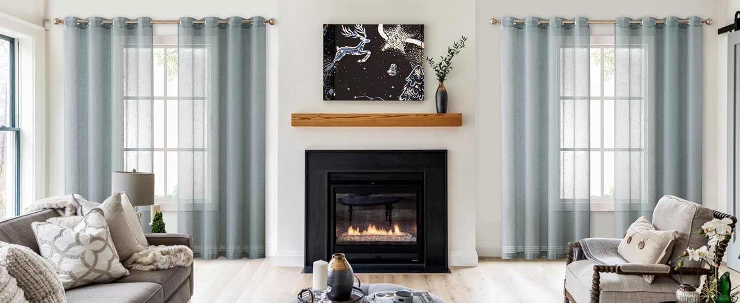 Randall Off White Sheer Open Weave Curtain for Living Room 2 Panels,72"