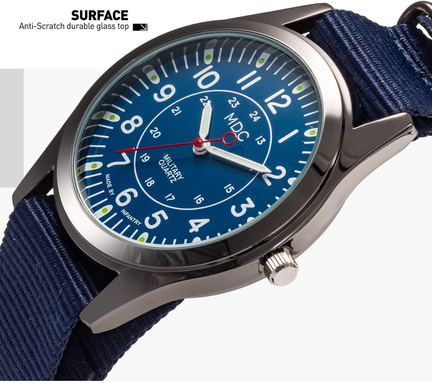 Infantry MDC Mens Military Field Watch, Japanese Quartz, Slip-Thru Nylon
