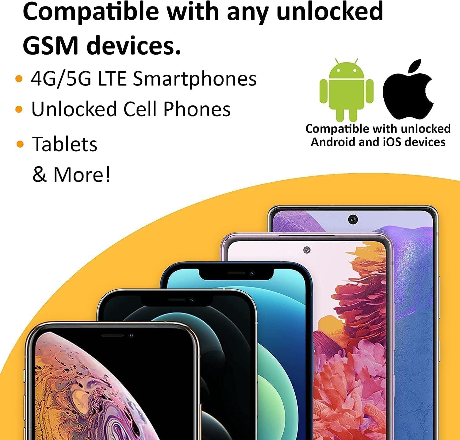 $5 Prepaid SIM Card – Top Value Plan for Smartphones & Cellphones | 100 Minutes, 100 Texts, 100MB Data | 5G/4G LTE | Triple-Cut (Mini, Micro, Nano) | No Contract – 30-Day Service