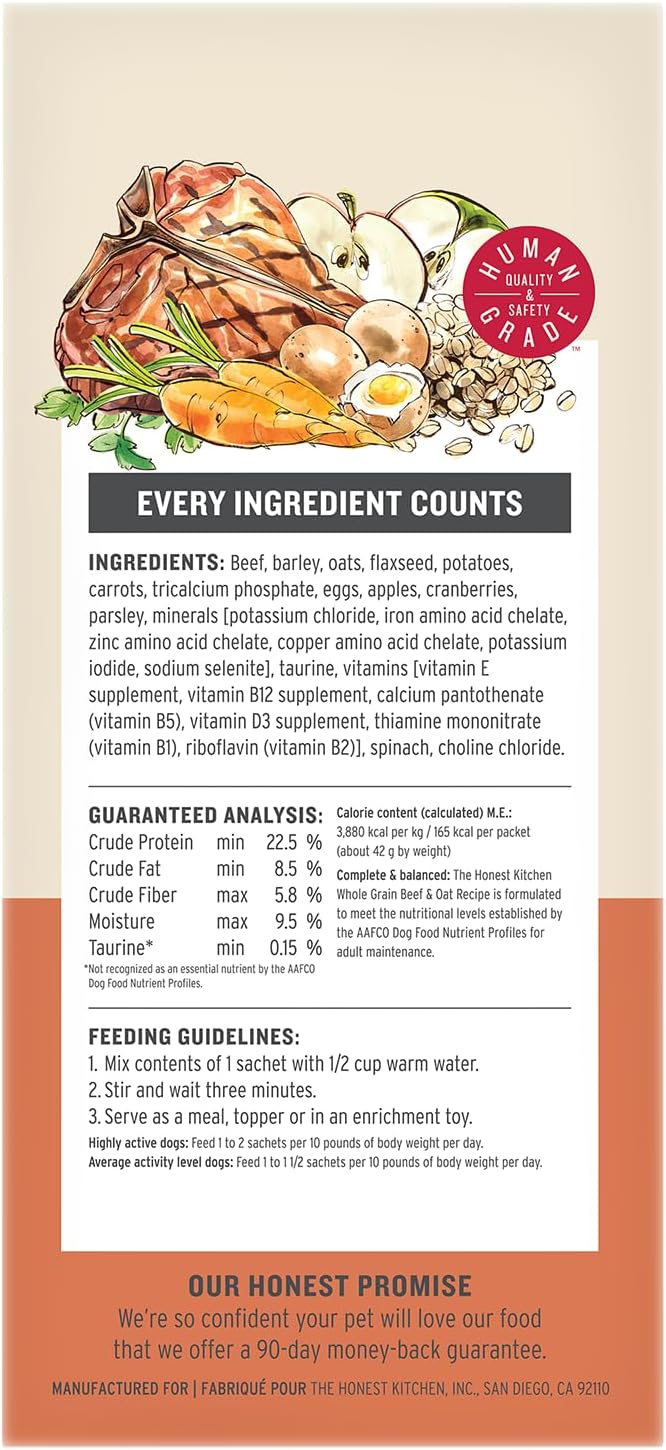 The Honest Kitchen Human Grade Wholemade™ Dehydrated Whole Grain Dog Food – Complete Meal or Dog Food Topper – Turkey 4 lb (Makes 16 lbs)