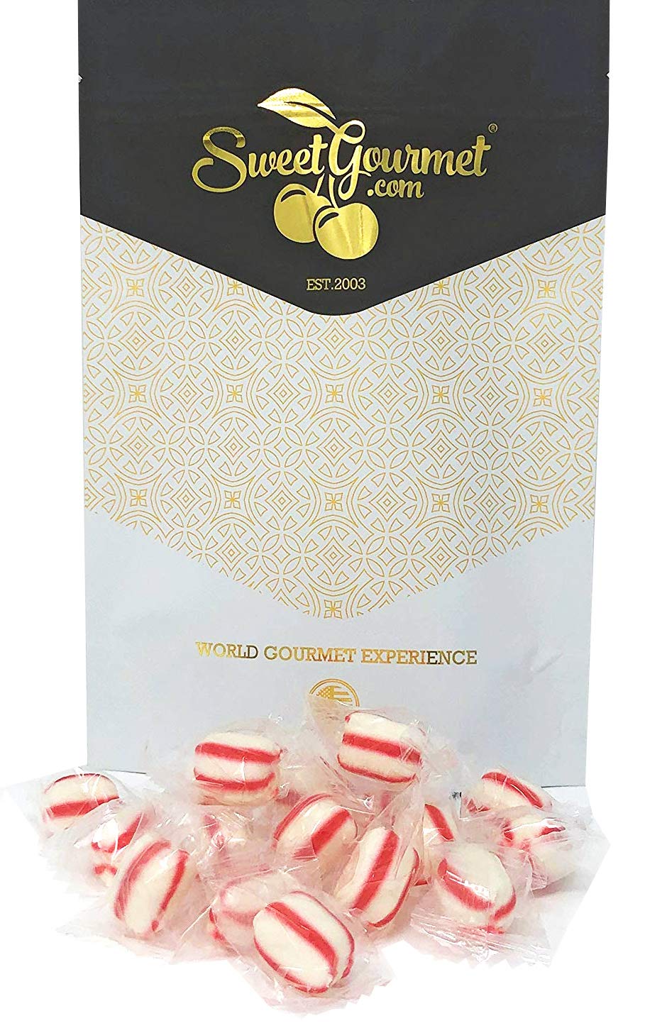SweetGourmet Peppermint Soft Mint Puffs Clear Wrapped Bulk Candy | 1 Pound