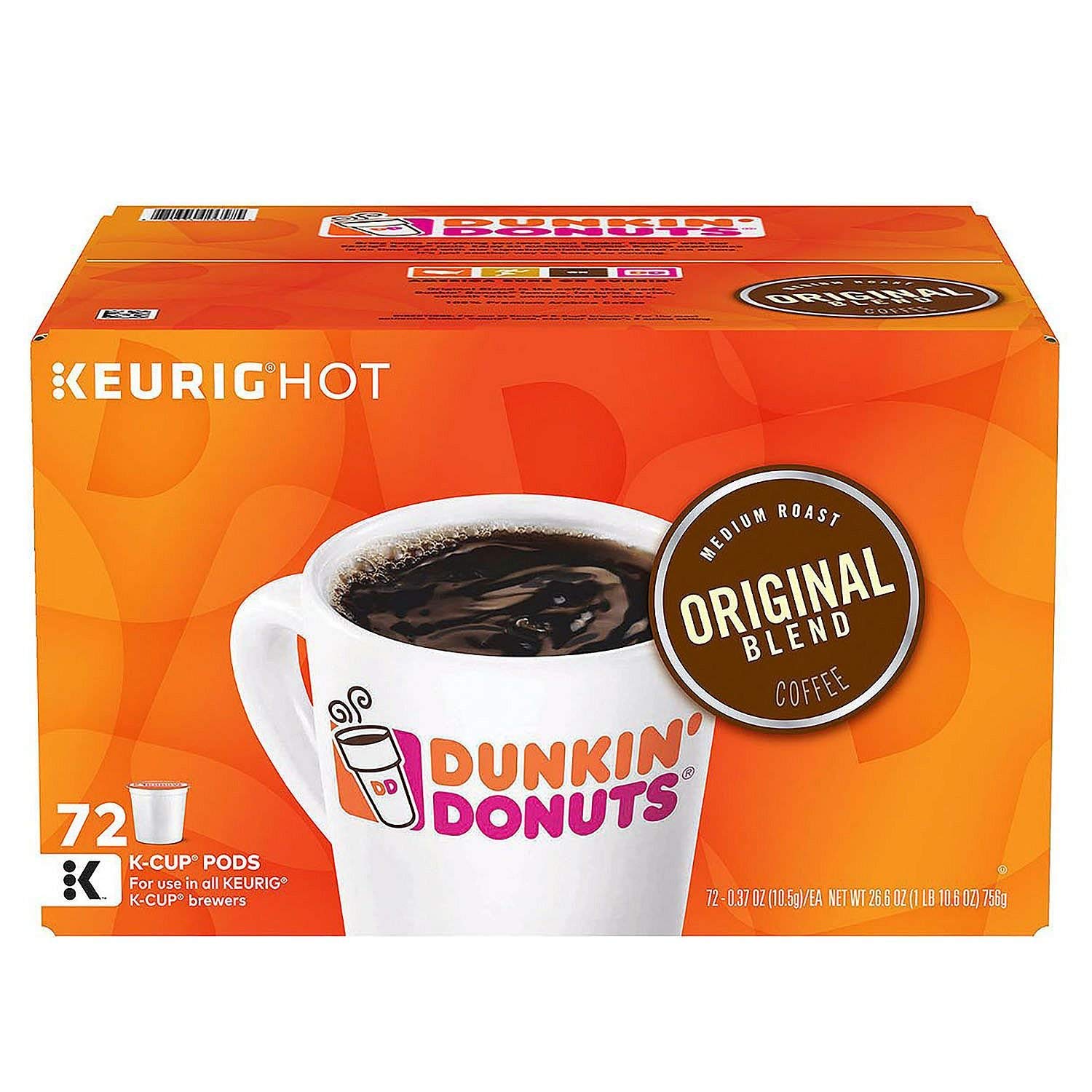 Dunkin Donuts Original Flavor Coffee K-Cups For Keurig K Cup Brewers (16 Count)
