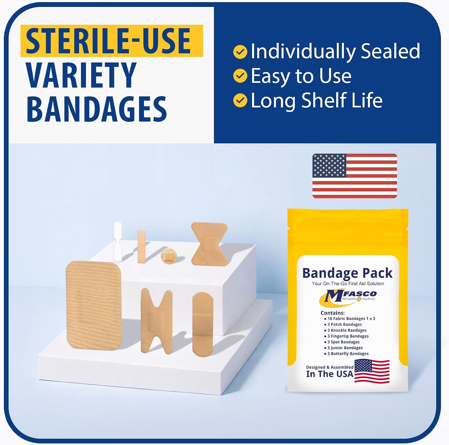 MFASCO Antiseptic Wound Care Travel Pack | 39 Piece First Aid Kit Refill | BZK, Antiseptic Wipes, Sting Relief, Wound Ointment | Essential First Aid Supplies | Refill Personal First Aid Kits