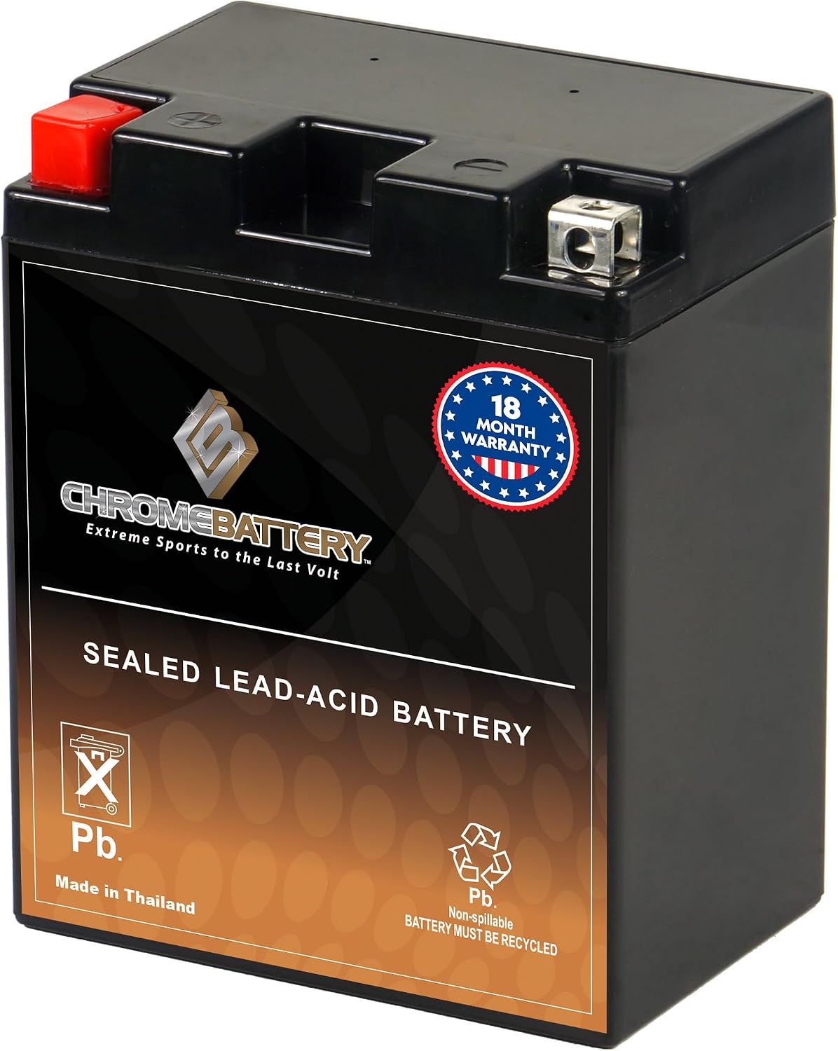 CB CHROMEBATTERY YTX30L-BS 12V 385 CCA AGM – Maintenance-Free 30Ah Battery for Harley, ATV, UTV, Snowmobile, Jet Ski – T3 Nut & Bolt Terminal – Fits Harley Touring, Polaris Sportsman 850
