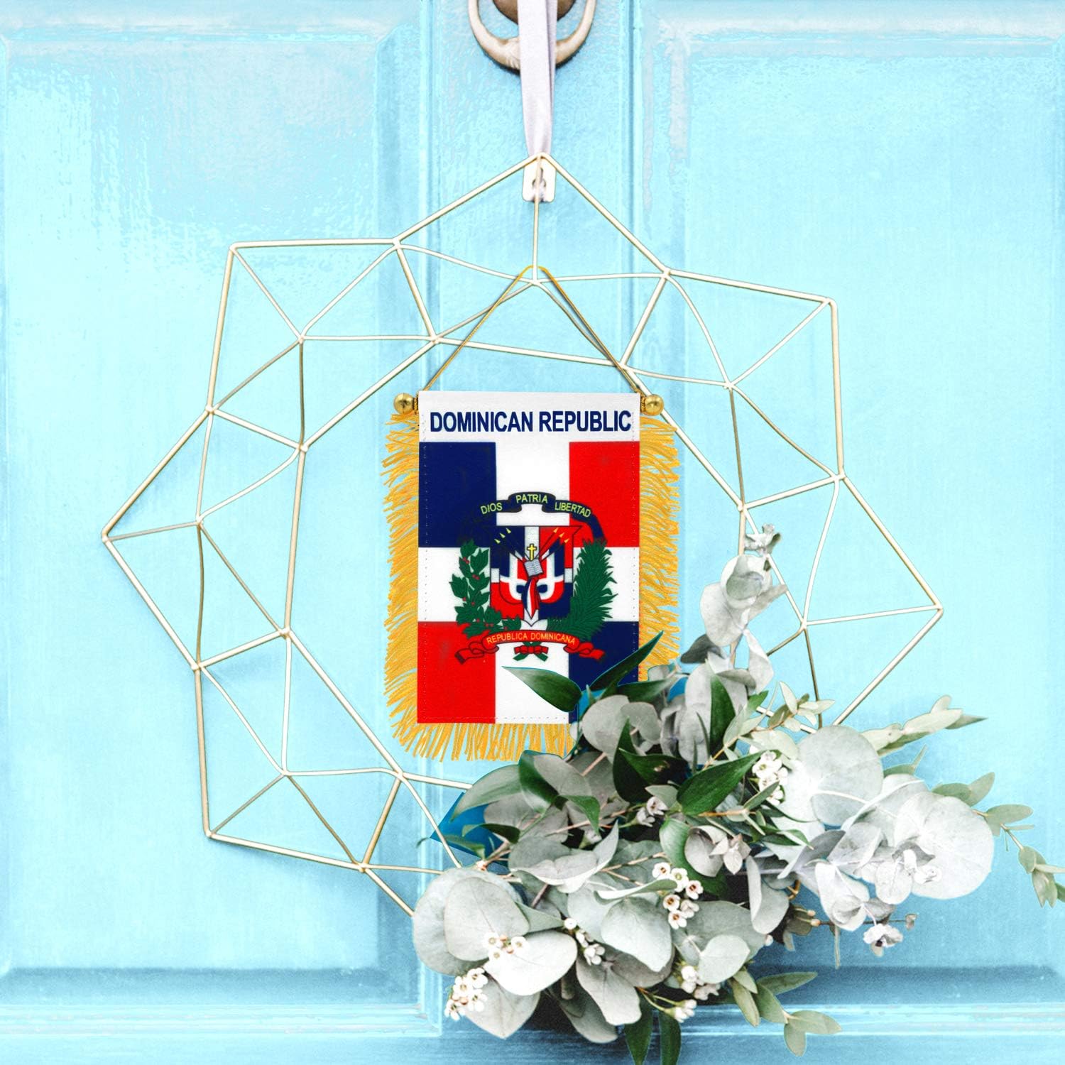 Anley 4 X 6 Inch Nicaragua Fringy Window Hanging Flag - Mini Banner & Car Rearview Mirror Décor - Fringed Nicaraguan Hanging Flag with Suction Cup