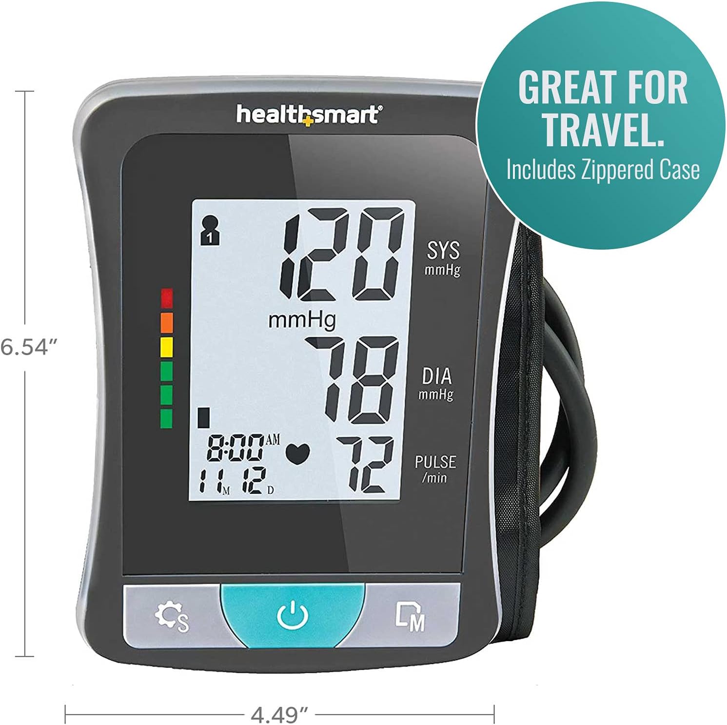 HealthSmart Digital Standard Wrist Blood Pressure Monitor with Automatic Adult Cuff That Displays Pulse Rate and Irregular Heartbeat Stores up to 60 Readings for 2 Users