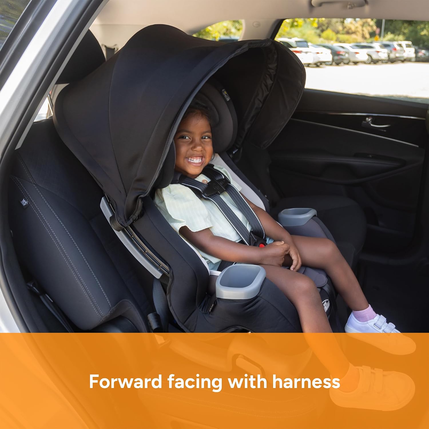 Baby Trend Cover Me™ 4-in-1 Convertible Car Seat, Vespa – Built-in Canopy, 4-Stage Growth System, Plush Comfort Padding, Multi-Position Recline