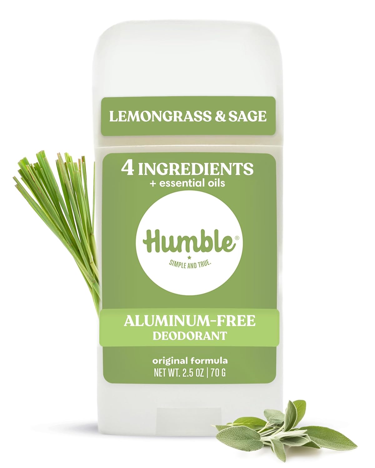 Humble Aluminum-Free Deodorant, Simply Unscented - 1 Pack | Baking Soda-Free, Clean, Fresh, Natural, Essential Oils, Sensitive Skin, Long-Lasting Odor Control, Cruelty-Free, Men & Women