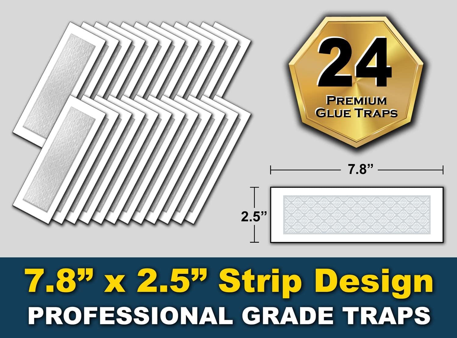 MaxGuard Glue Trap Strips (24 Traps) Non-Toxic Extra Sticky Glue Board Pre-Baited with Fruity Scent Attractant Trap & Kill Insects, Bugs, Spiders
