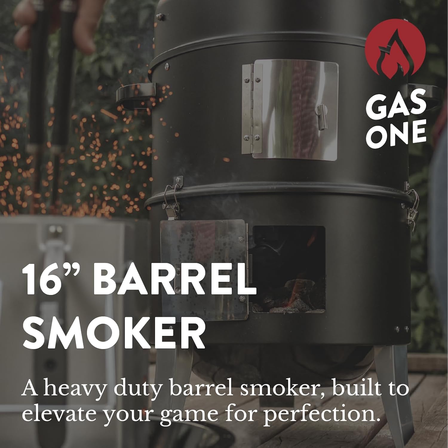 GasOne Vertical Smoker with Thermometer – 16 Inch Heavy Duty Charcoal Smoker – Multipurpose Charcoal BBQ Grill Smoker for Outdoor