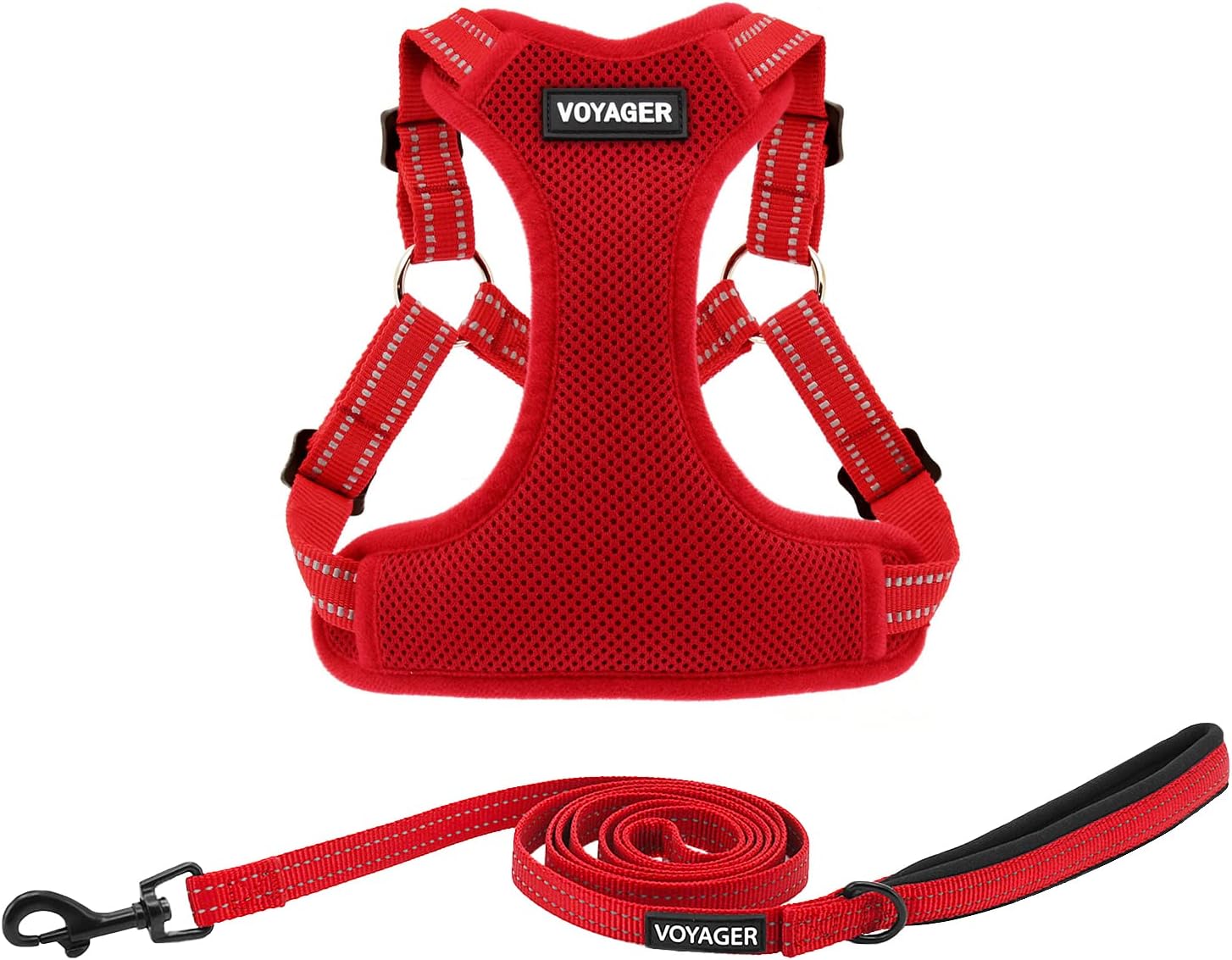 Voyager Step-in Flex Adjustable Dog Harness - Black, Medium | 17 - 21" in Chest, Fully Adjustable, Reflective Bands, All Weather Breathable Air Mesh, Lightweight, Fast Drying