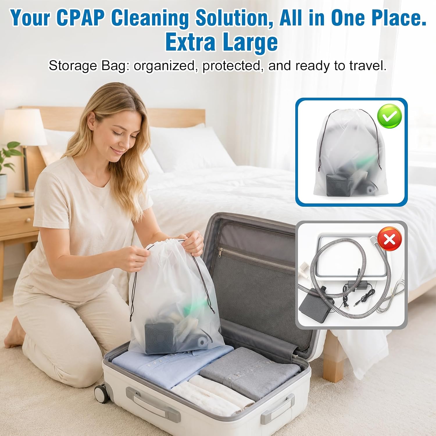 9 Pack CPAP Cleaning Kit for Hose & Mask, with Speed Control Hose Dryer, Collapsible Wash Basin & Hose Hanger, 7ft Cleaning Brush, CPAP Cleaning Supplies with Storage Bag, for 22mm & 15mm Tube