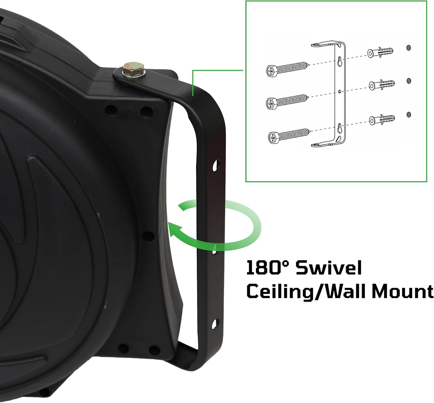 DYNAMIC POWER Elite Retractable Air Hose Reel with 3/8-Inch by 50-Feet PU Air Hose exceptional resistance to abrasion, oil, and weather - DP-HR5-315