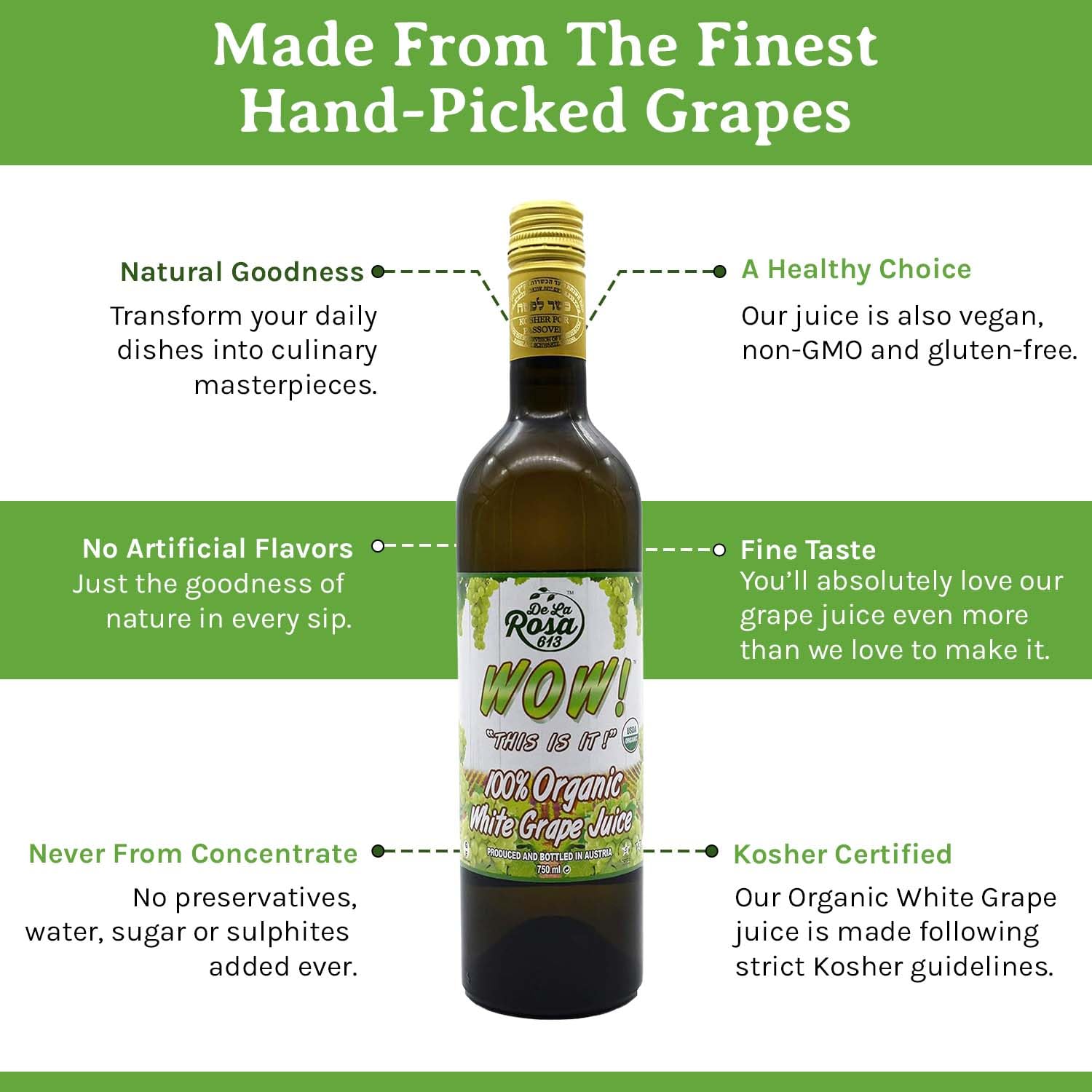 De La Rosa Organic Austrian Kosher Red Grape Juice (25.4 oz - 2pack)