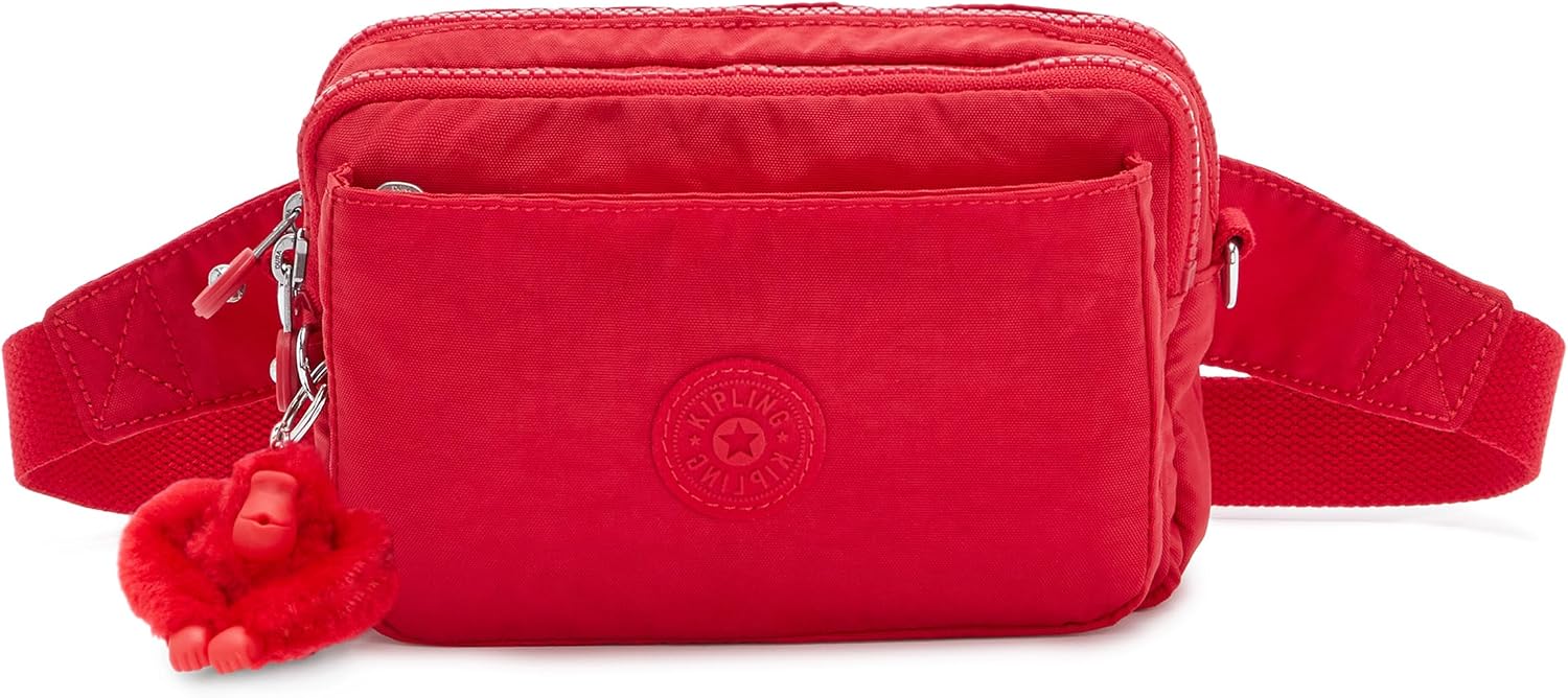 Kipling Women’s Abanu Medium Crossbody Bag, Lightweight, Adjustable Nylon Waist Pack with Multi-Compartment Zip Pockets