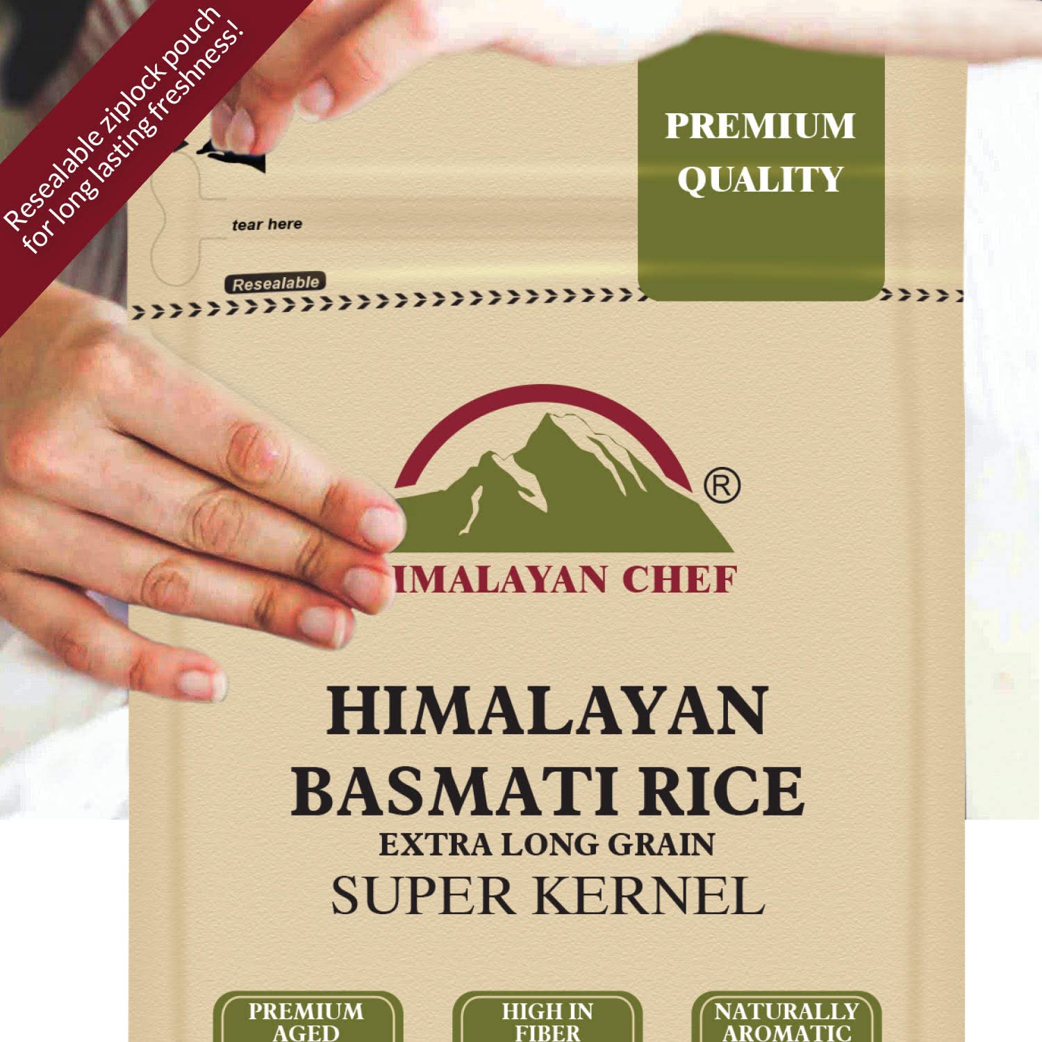 Himalayan Chef Basmati Rice,Extra Long Grain Rice Fluffy Quick Cooking Aromatic - 10 lbs.(Packaging May Vary)