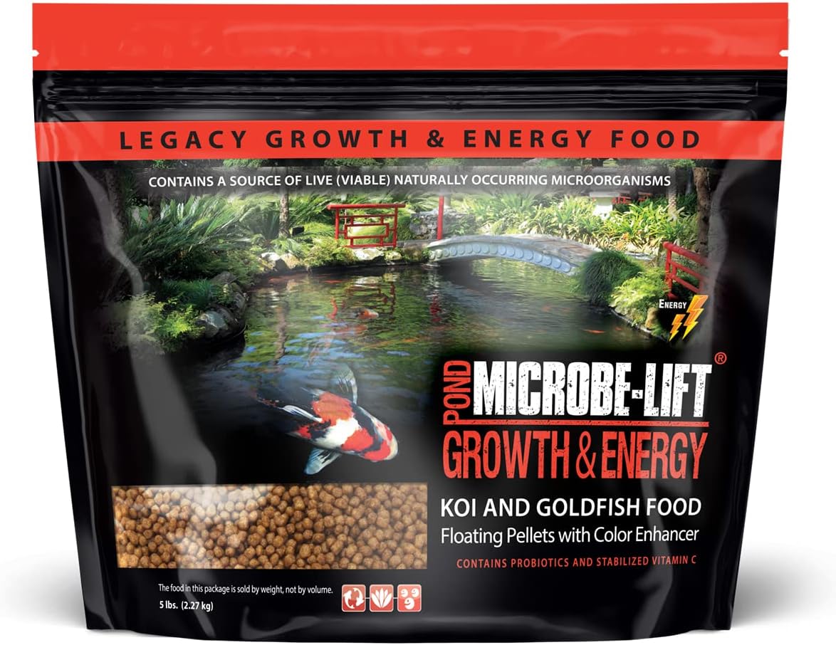 MICROBE-LIFT High Growth and Energy Floating Fish Food Pellets for Ponds, Water Gardens, and Fountains, Safe for Live Goldfish and Koi, 5.25 lbs