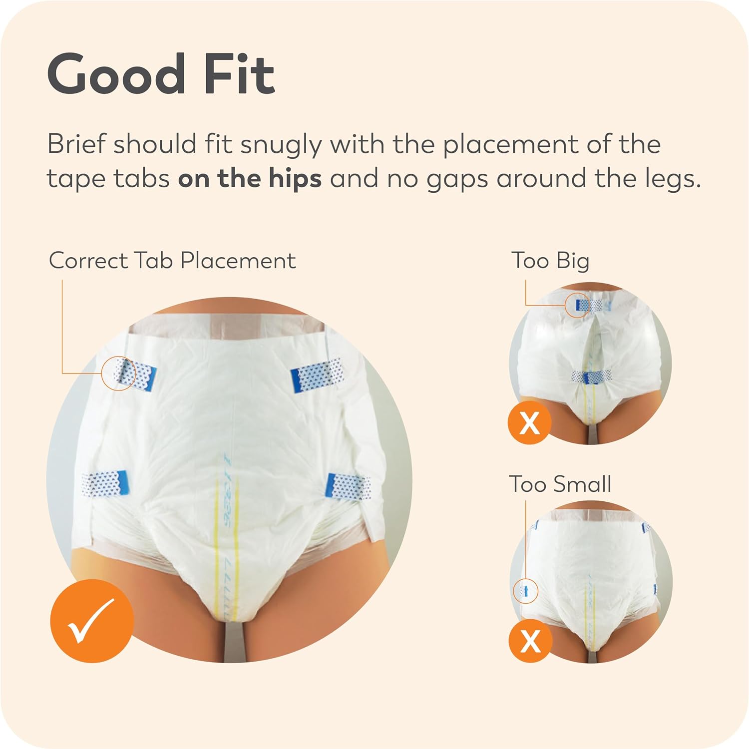 Tranquility Slimline Original Adult Disposable Brief, Adult X-Small, Incontinence Care with a Slimmer Fit, Peach Mat Core & Kufguard Technology for Max Comfort, Latex-Free, 10.9oz Capacity, 100ct Case