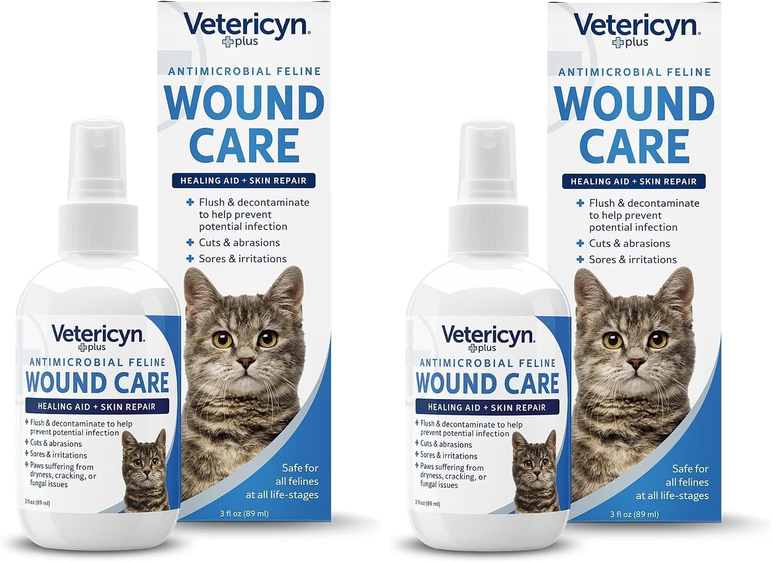 Vetericyn Plus Cat Wound Care Spray | Feline Healing Aid and Skin Repair for Wounds, Sores, and Abrasions, Provides Itch Relief for Cats Irritated Skin. 3 Ounces