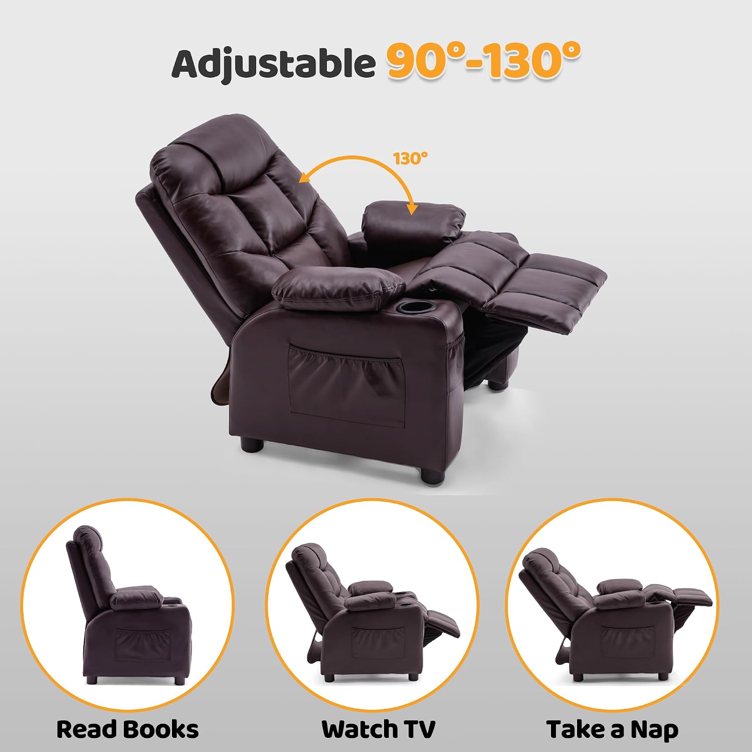 MCombo Big Kids Recliner for Ages 3+, Toddlers Recliner 7355 Velvet, Blue