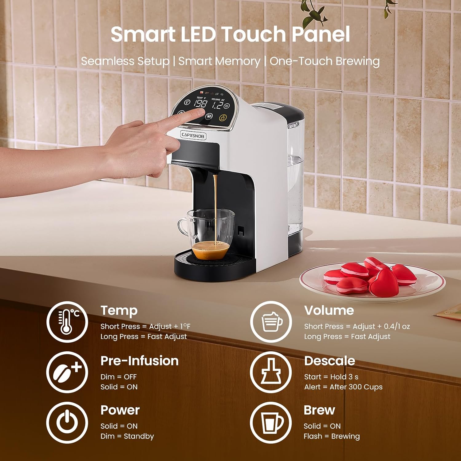 Magician2 5-in-1 Mini Coffee Maker & Machine | 20 Bar, LED Touch, 42oz Tank | Fits K Cup/Nespresso/Dolce Gusto & ESE Pods, Touchscreen & Pods Recognition, Adjustable Temp/Volume, For Kitchen/Office/Dorm