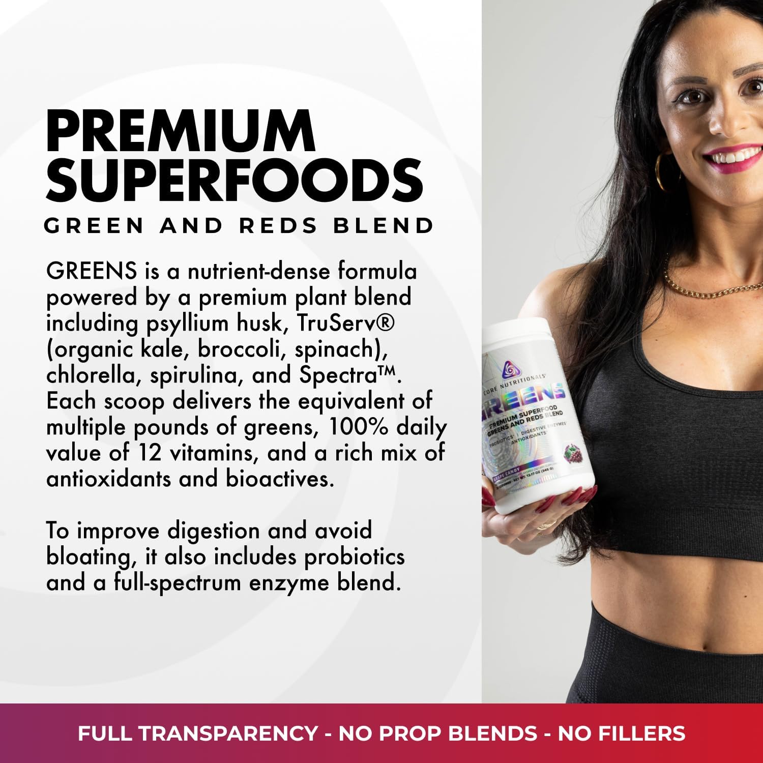 Core Nutritionals Greens, Digestive Support, Berry Bliss, 30 Servings