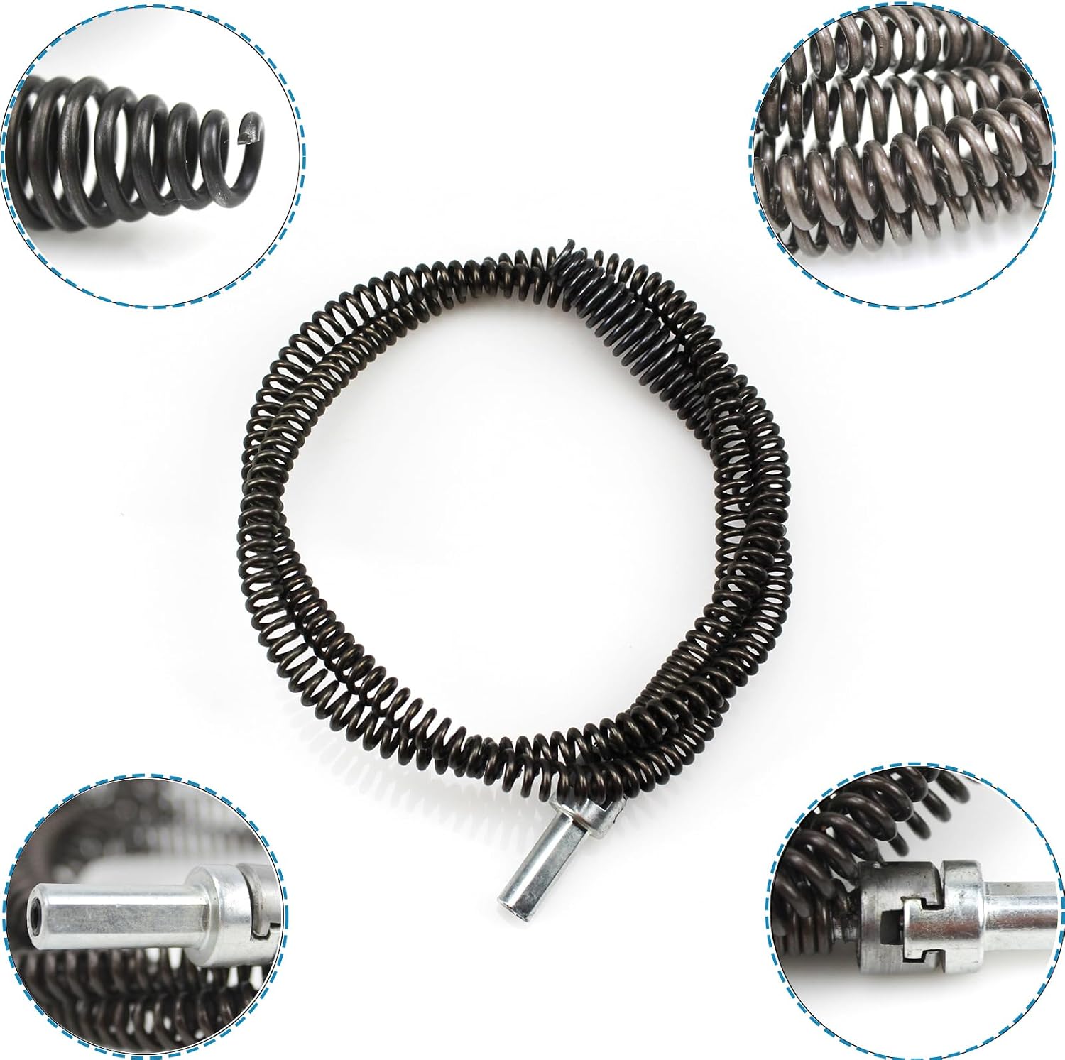 Amonk Drain Auger Cable 3.28Ft Clog Remover with Drill Connector 10mm Flexible Plumbing Snake Pipe Drain Cleaner for Kitchen, Bathroom and Shower Sink