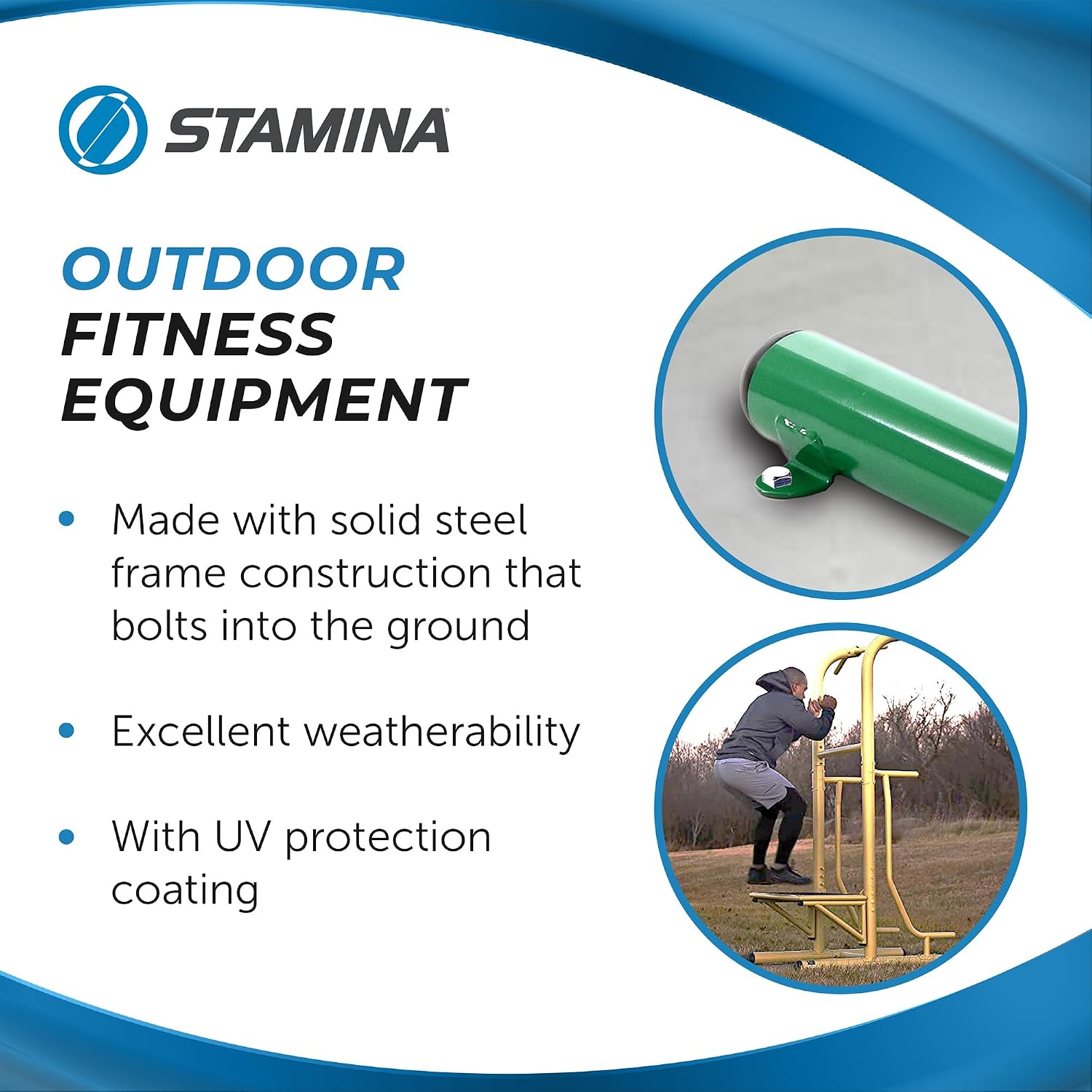 Stamina Pull Up Bar Tower & Dip Station, Free Standing Outdoor Home Gym Equipment - Adjustable and Portable Workout Stand for Calisthenics Body Weight Training
