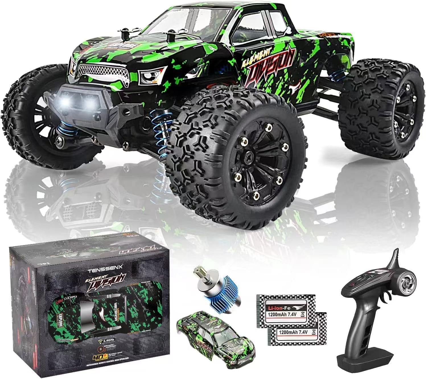 TENSSENX 1:18 Scale All Terrain RC Cars, 40KPH High Speed 4WD Remote Control Car with 2 Rechargeable Batteries, 4X4 Off Road Monster Truck