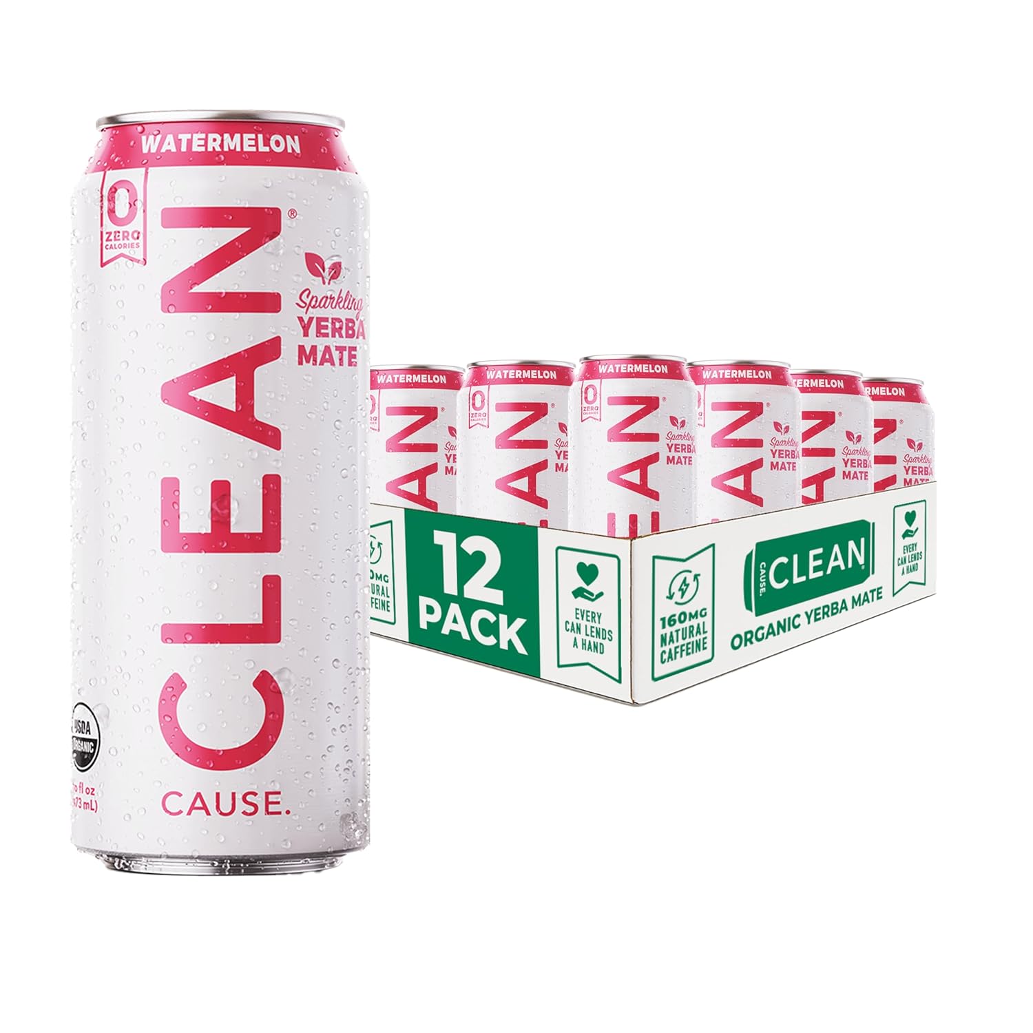 CLEAN Cause Zero Sugar Yerba Mate Organic Energy Orange Ginger, 12Pack 16oz