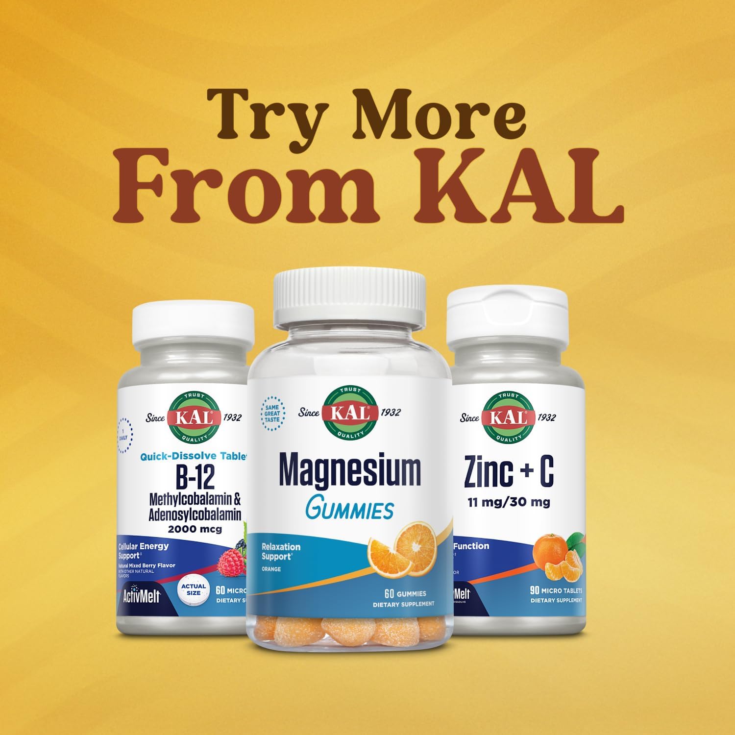 KAL Vitamin B12 Methylcobalamin and Adenosylcobalamin 2000 mcg ActivMelt, B12 Energy Supplements, Metabolism, Nerve, Red Blood Cell Support
